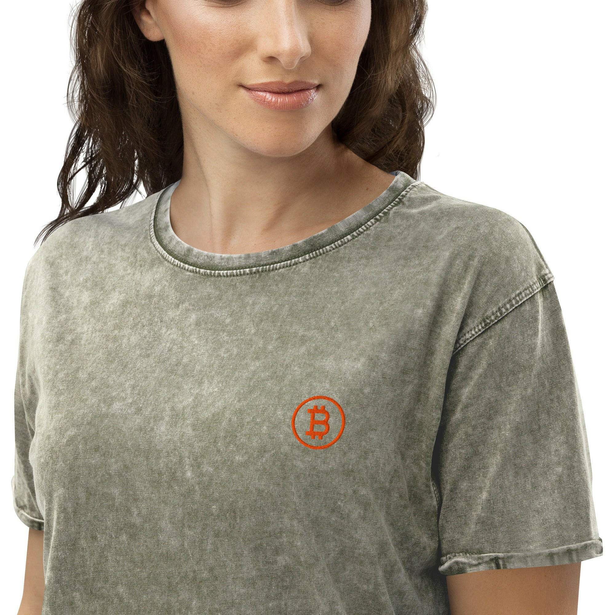 Branded / Denim Bitcoin T-Shirt - SVRN_T - The Orange Habit