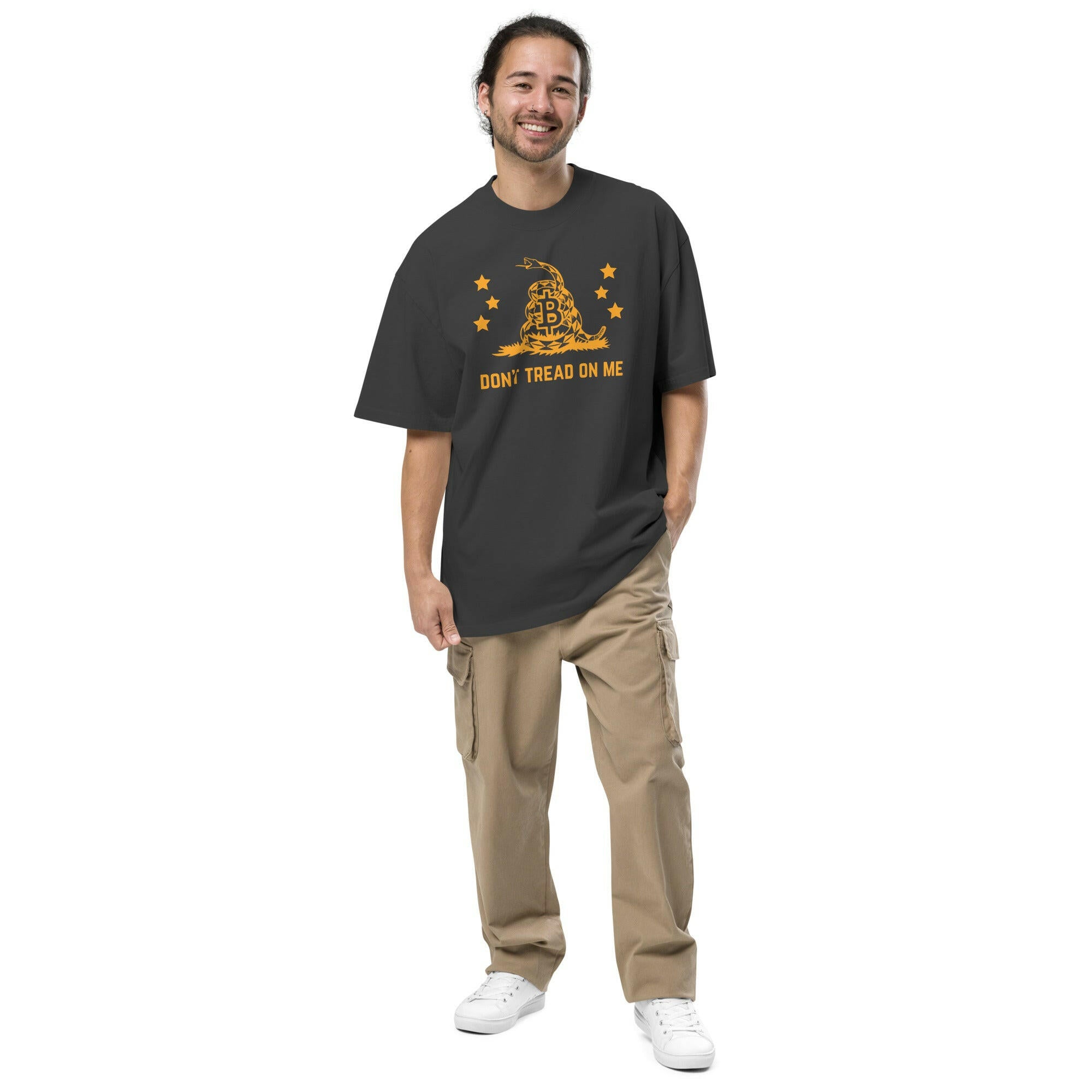 DON'T TREAD / Oversized Faded Bitcoin T-Shirt - SVRN_T - The Orange Habit