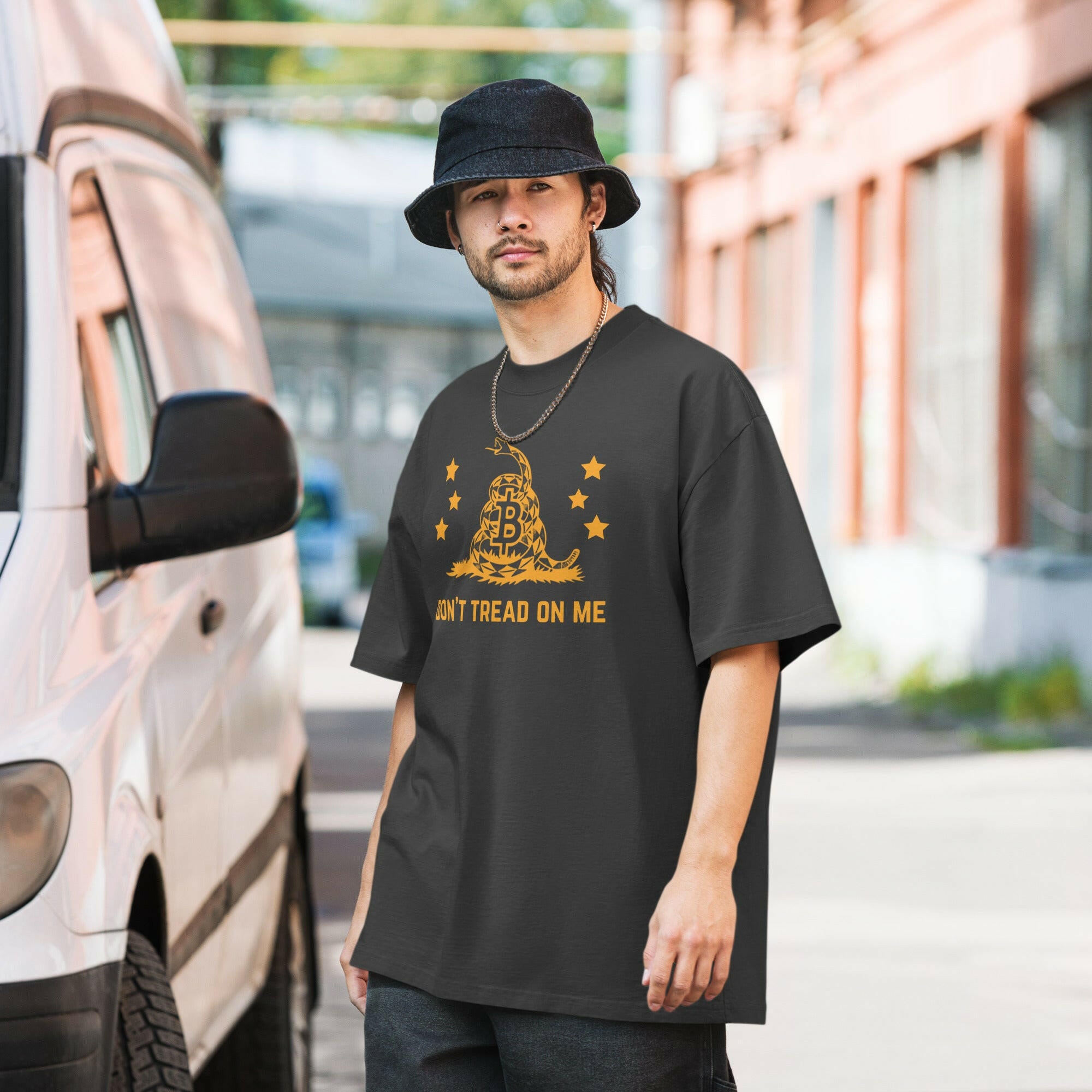 DON'T TREAD / Oversized Faded Bitcoin T-Shirt - SVRN_T - The Orange Habit