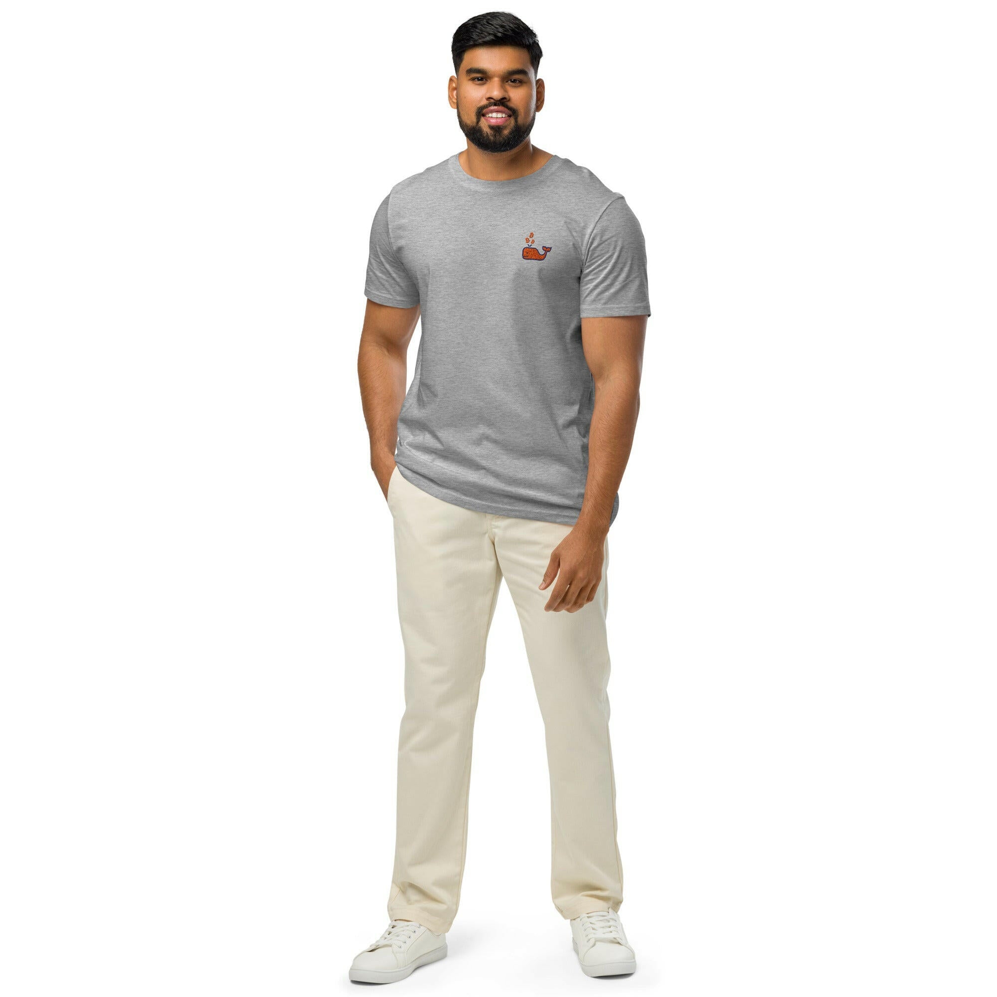 Bitcoin Whale / Embroidered Organic Tee - SVRN_T - The Orange Habit