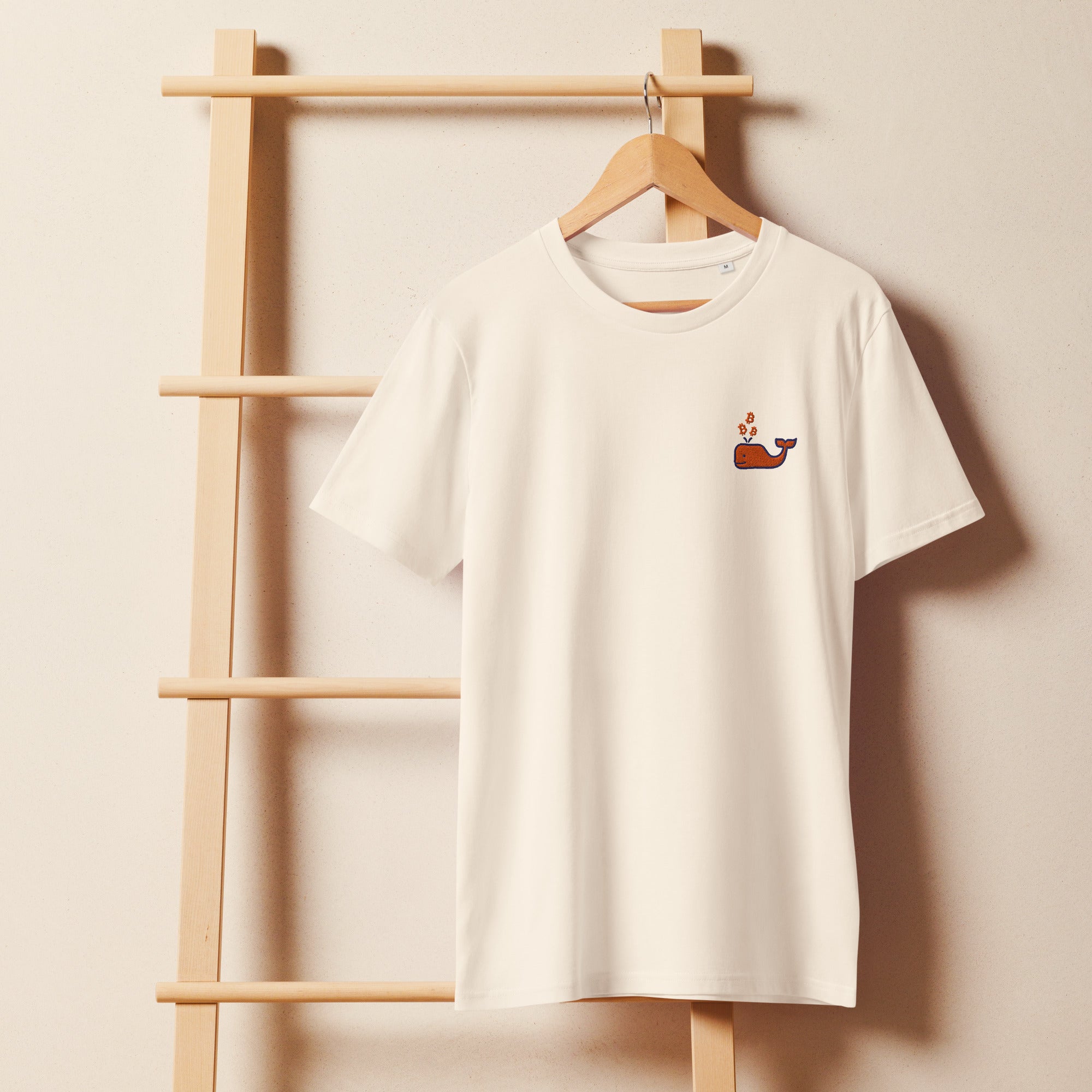 Nautical B / Embroidered Organic Mid-Light Tee hanging cream tee | The Orange Habit