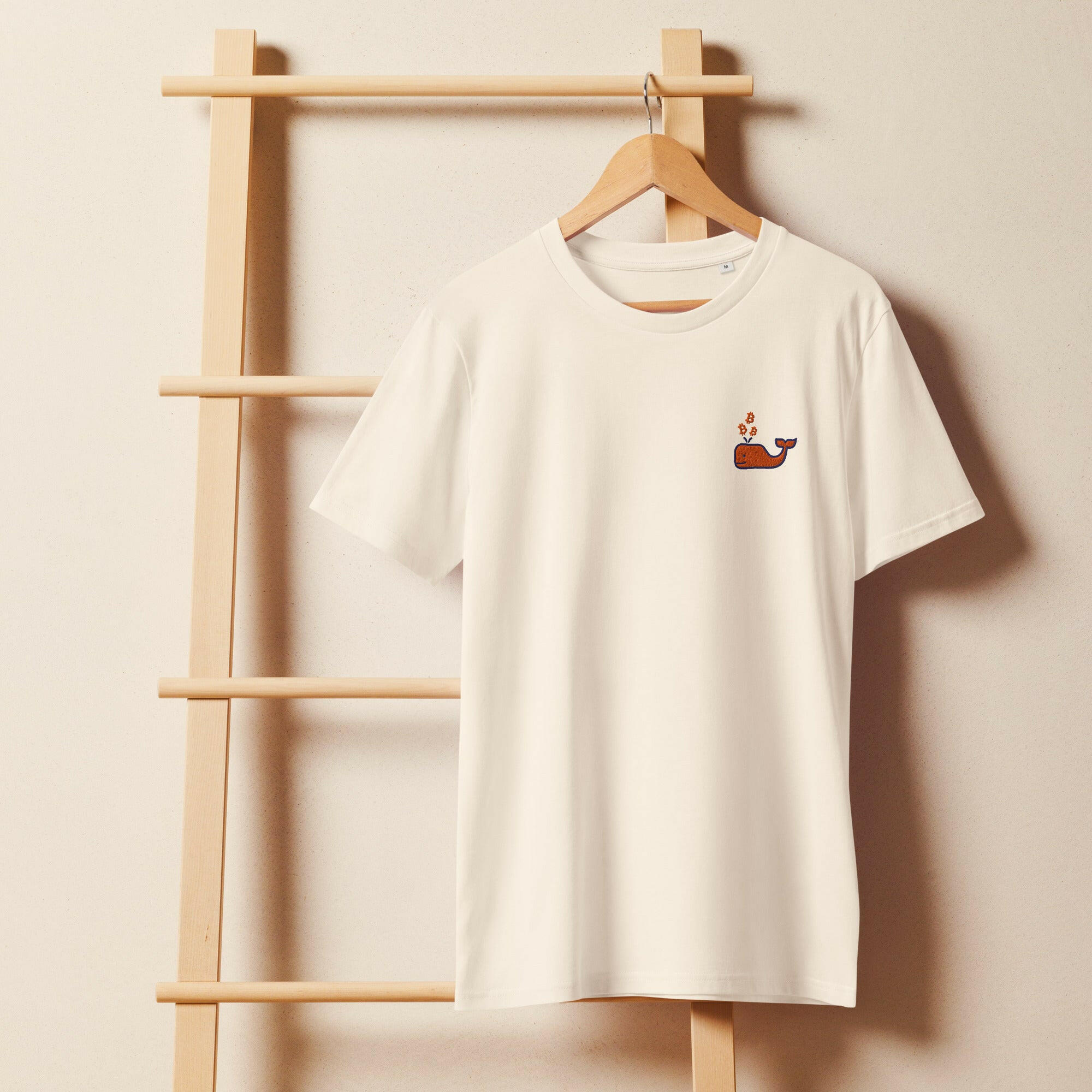 Bitcoin Whale / Embroidered Organic Tee - SVRN_T - The Orange Habit