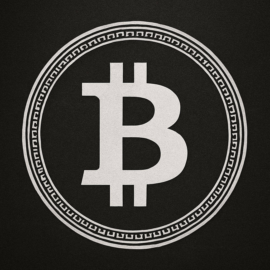 black and white image of the bitcoin b logo at the orange habit