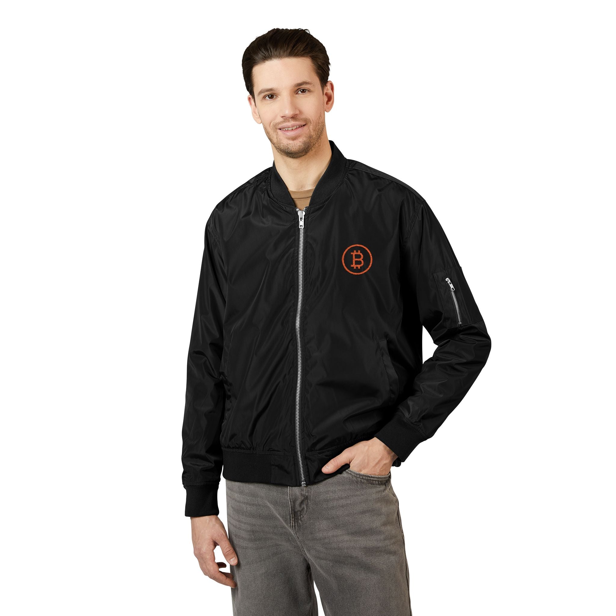 Branded / Embroidered Bomber Jacket - The Orange Habit