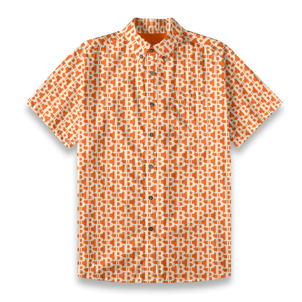 The B / Mens Cotton Slub Shirt - Orange  The Orange Habit | Bitcoin Clothing & Apparel.