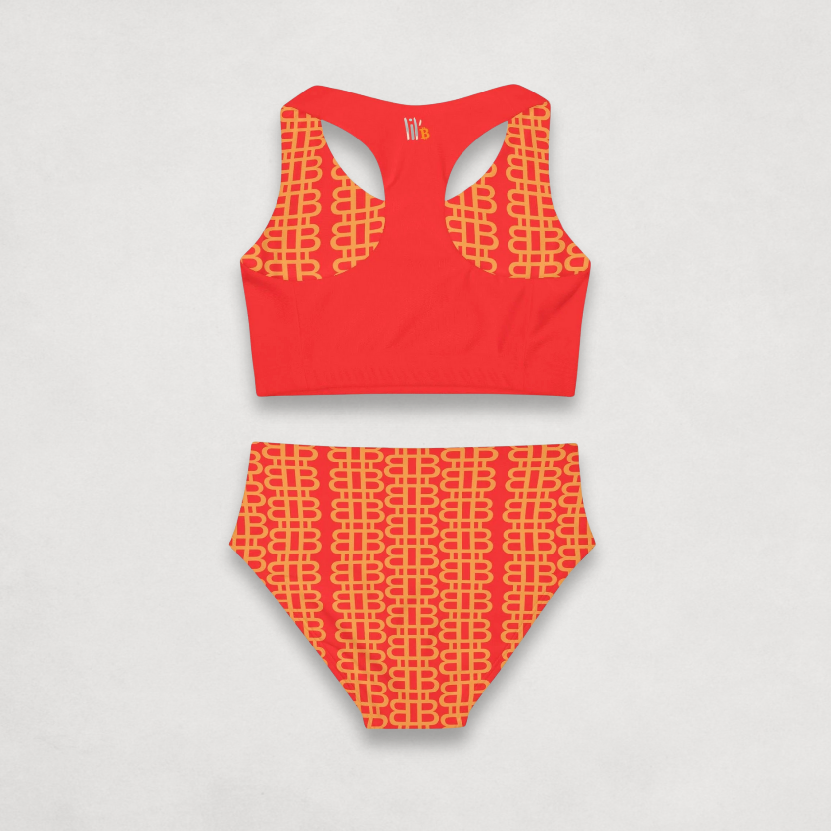 back of the Girls Bitcoin Paris Kids Bitcoin Swimsuit by lil'B