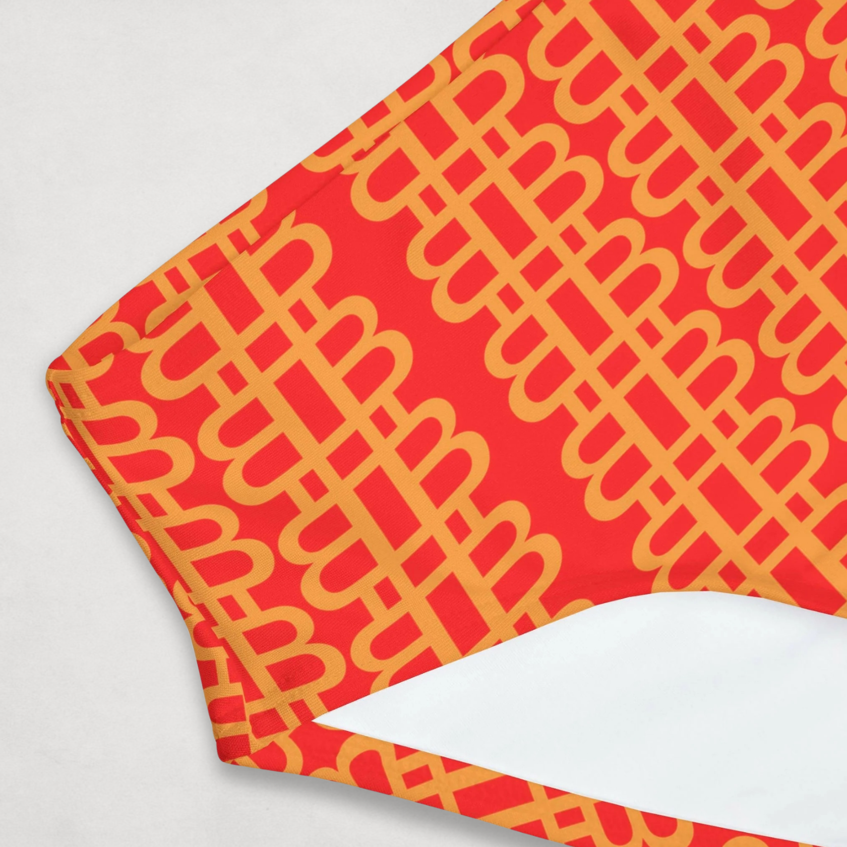 close up of the bottom front of the Girls Bitcoin Paris Kids Bitcoin Swimsuit by lil'B