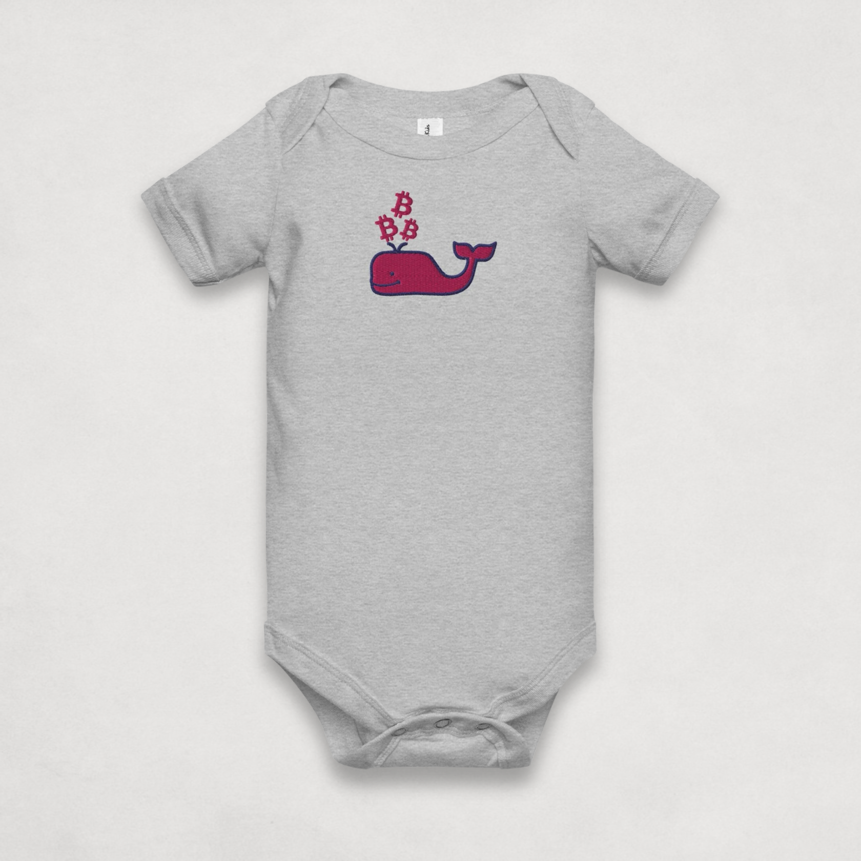 Grey Heather Bitcoin Whale Bitcoin Onesie for Infants by lil'B