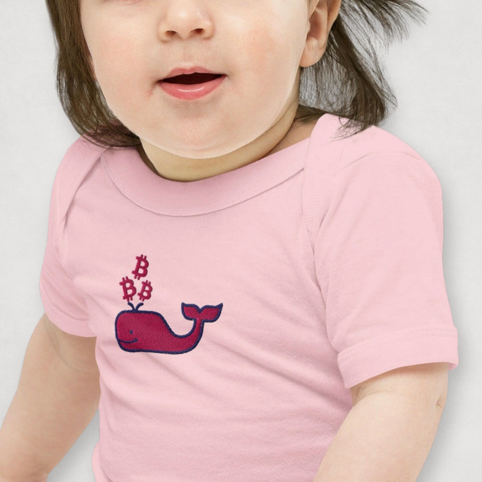 Grey Heather Bitcoin Whale Bitcoin Onesie for Infants by lil'B