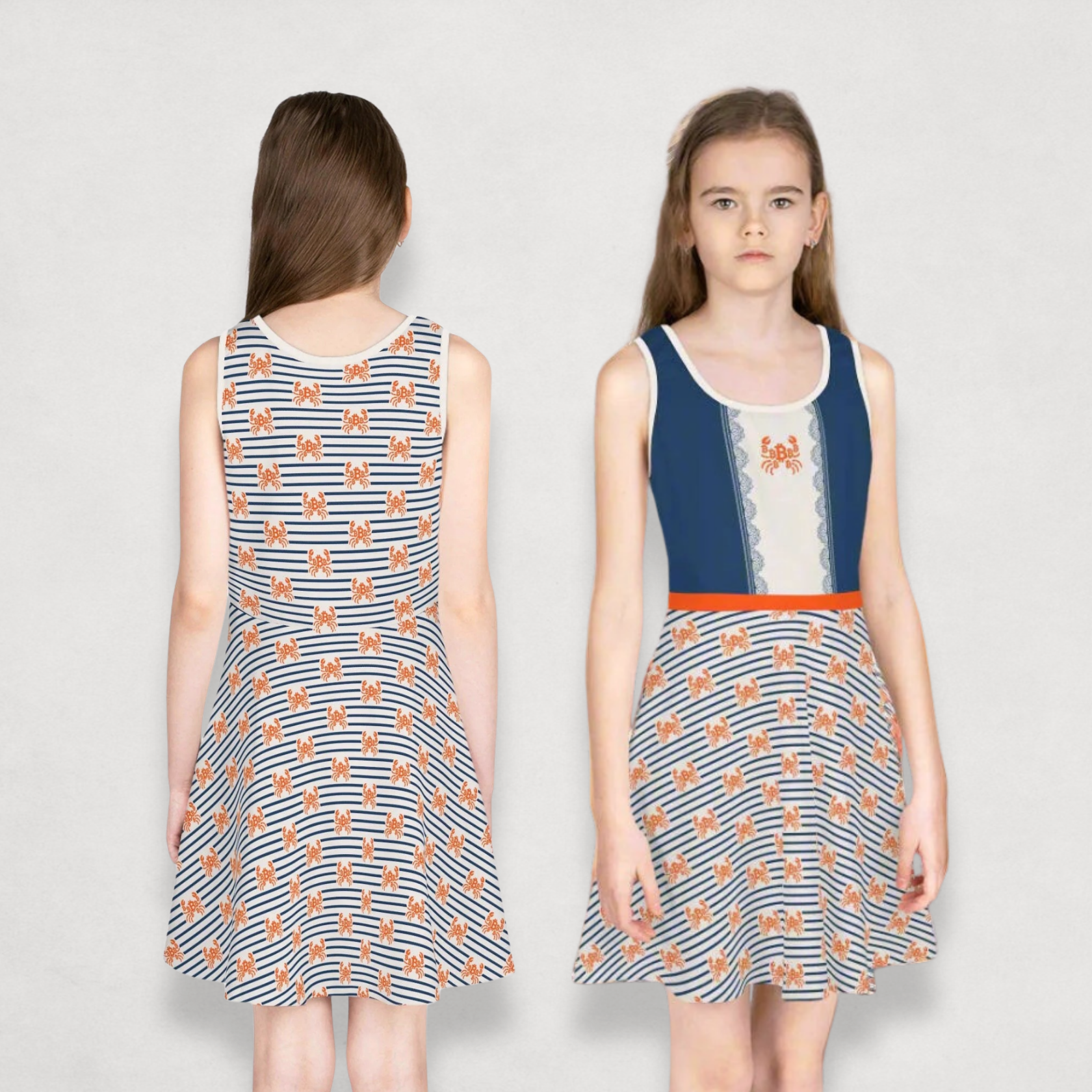 girl wearing the Crab B Girls Bitcoin Dress by lil'B at The Orange Habit front and back image shown