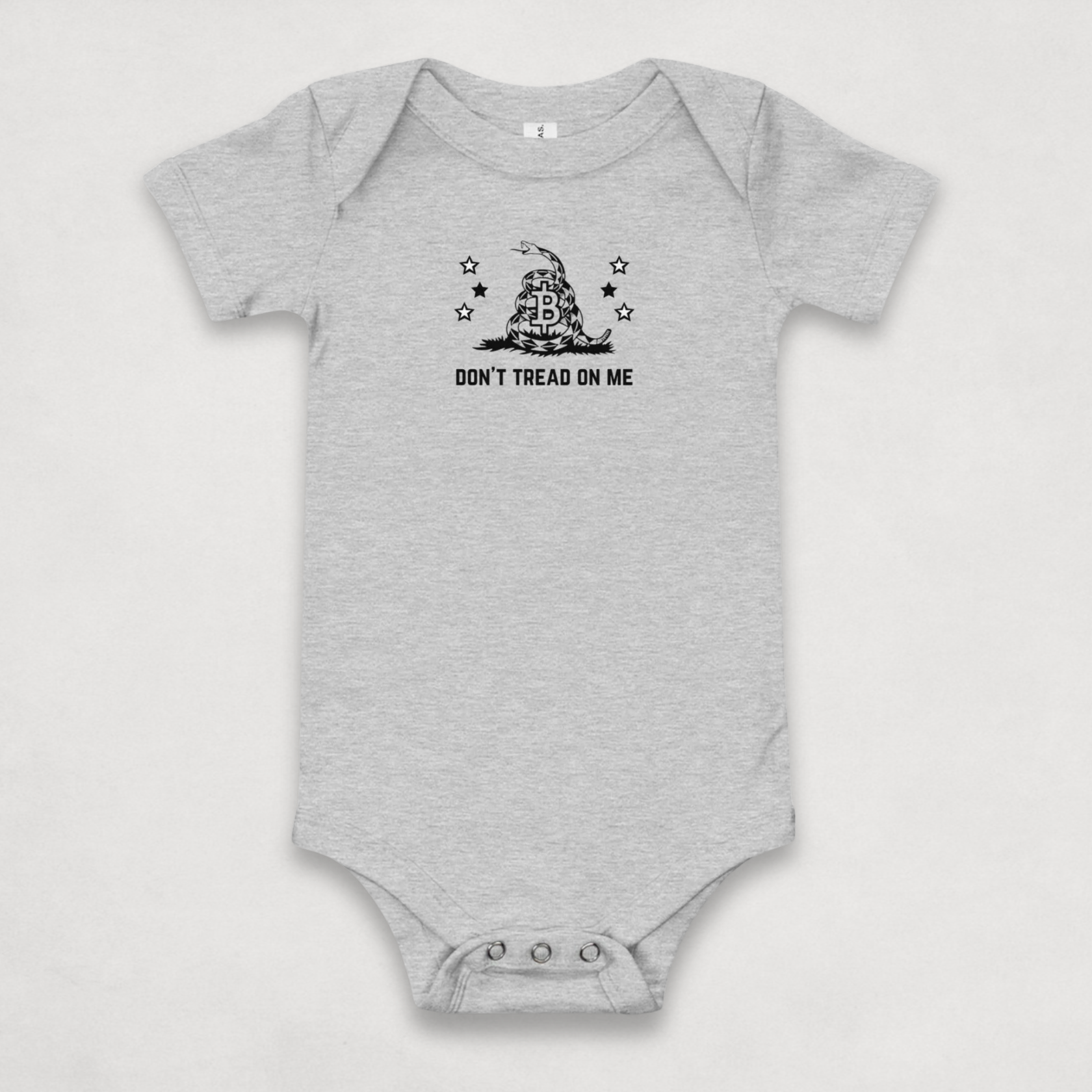 Heather Grey Don't Tread On Me Bitcoin Onesie for Infants by lil'B