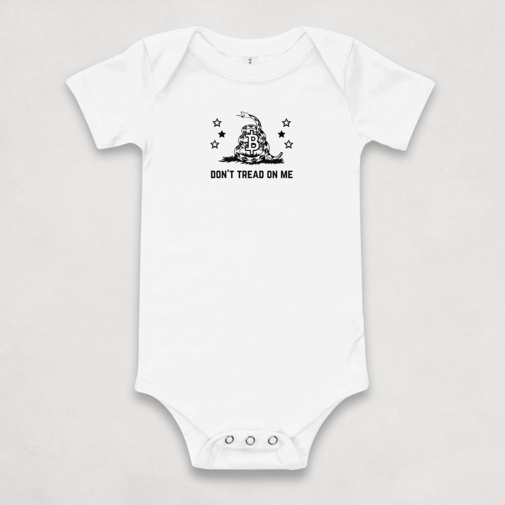 White Don't Tread On Me Bitcoin Onesie for Infants by lil'B
