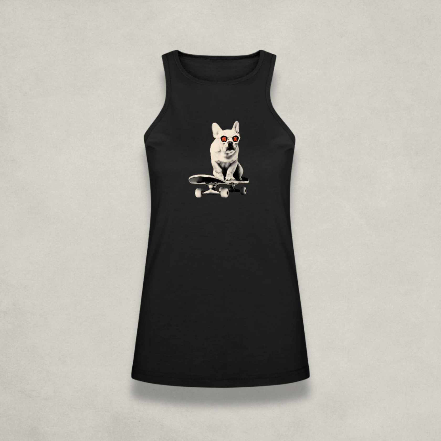 Womens HODL Dog Black Racerback Tank Top by Nikki Nakamoto Front view