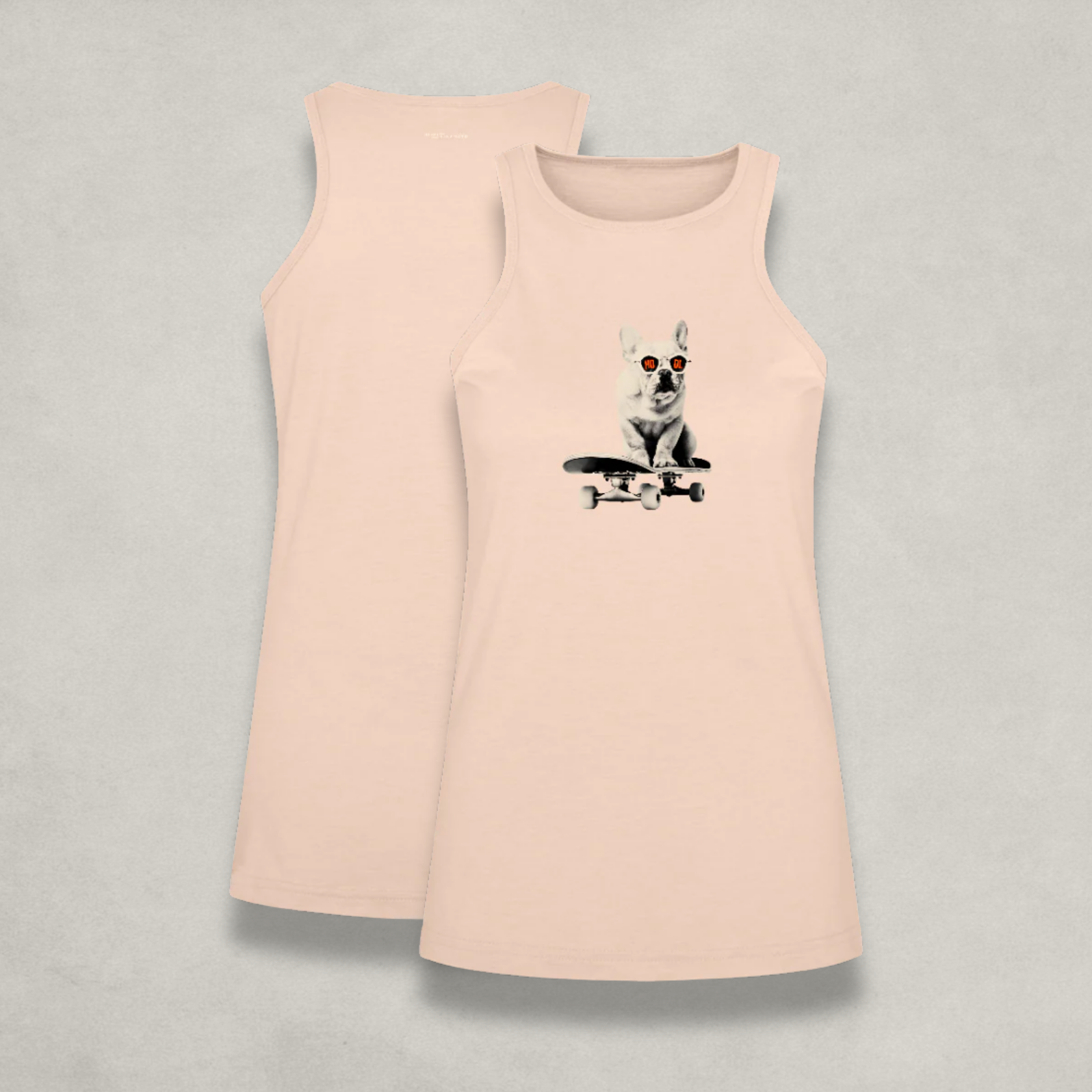 Womens HODL Dog Natural Racerback Tank Top by Nikki Nakamoto Front and back view