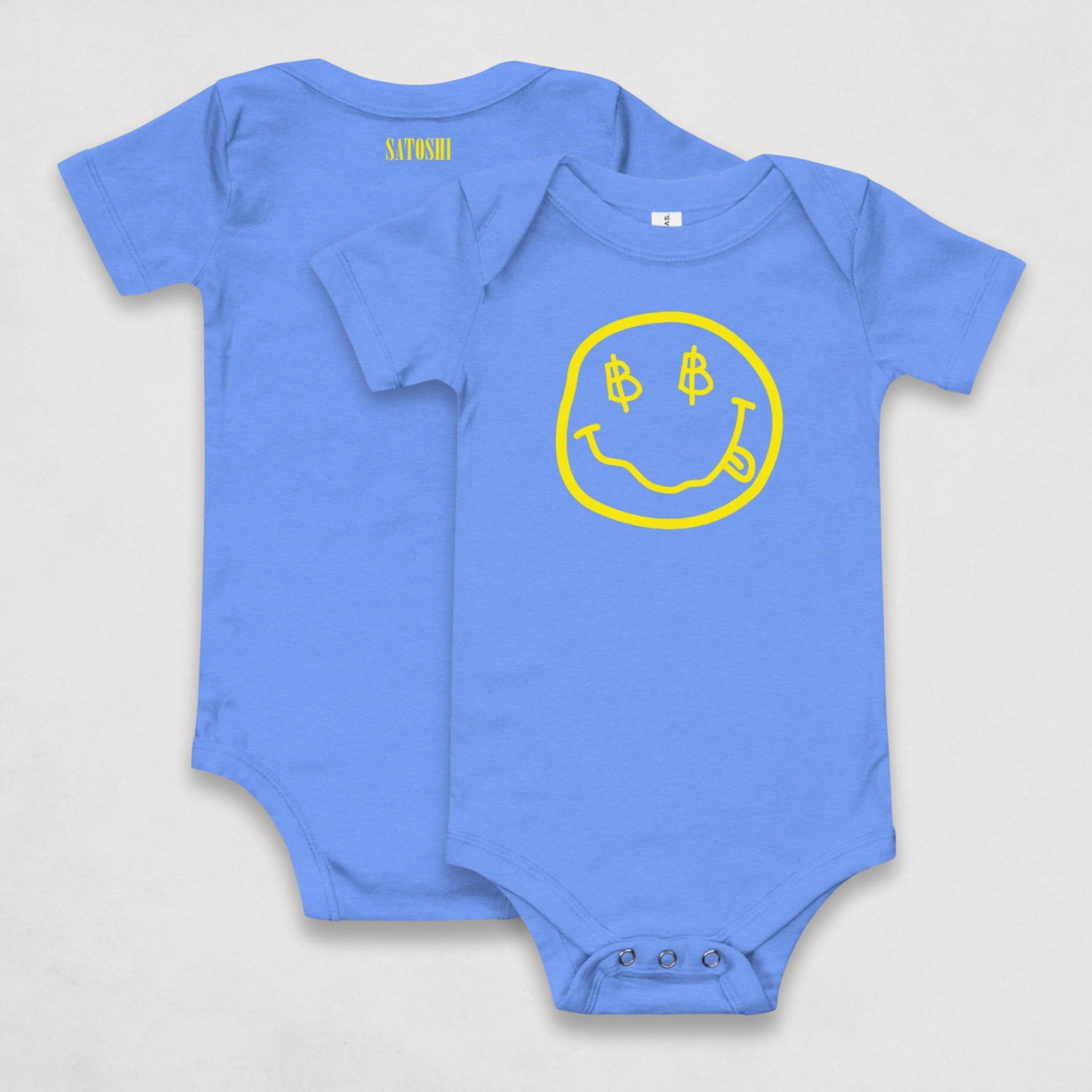 Grey Satoshi Smiles Bitcoin Onesie for Infants by lil'B