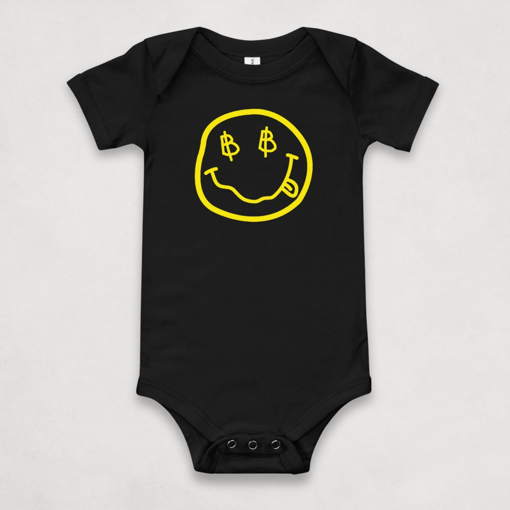 Grey Satoshi Smiles Bitcoin Onesie for Infants by lil'B