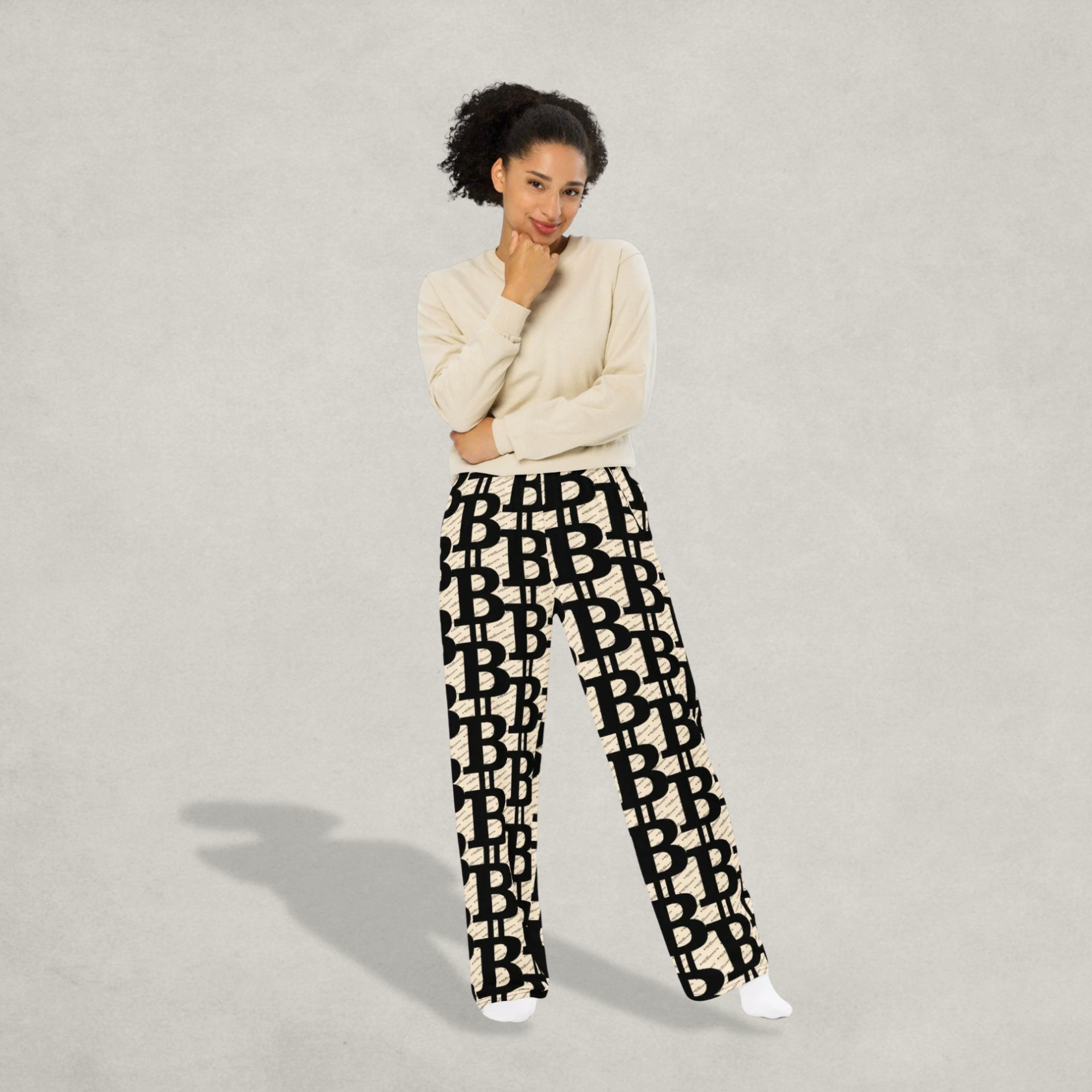 woman wearing Bitcoin Pants from The B Collection by Nikki Nakamoto | The Orange Habit