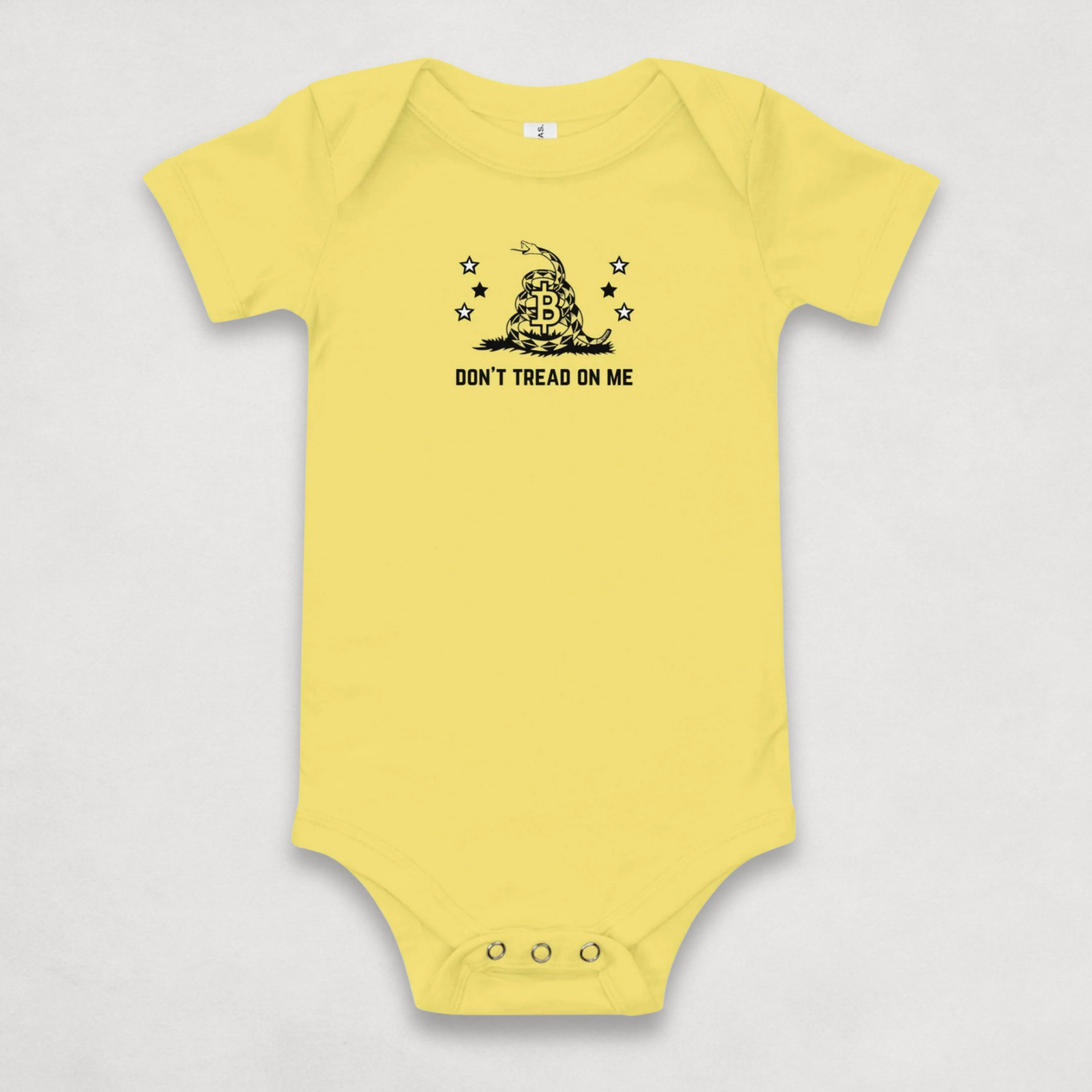 Yellow Don't Tread On Me Bitcoin Onesie for Infants by lil'B