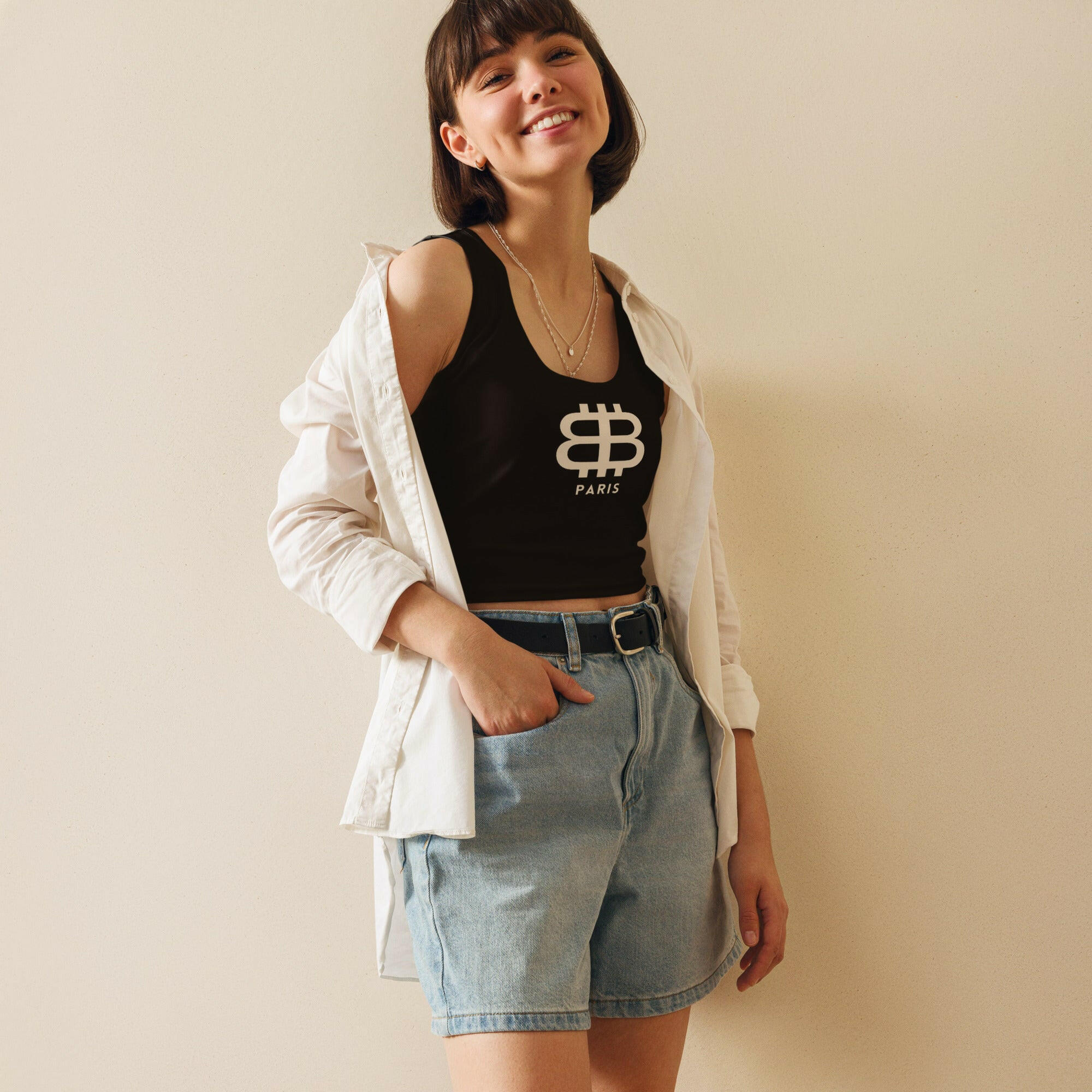 BITCOIN PARIS - Black / Bitcoin Crop Top - Nikki Nakamoto - The Orange Habit
