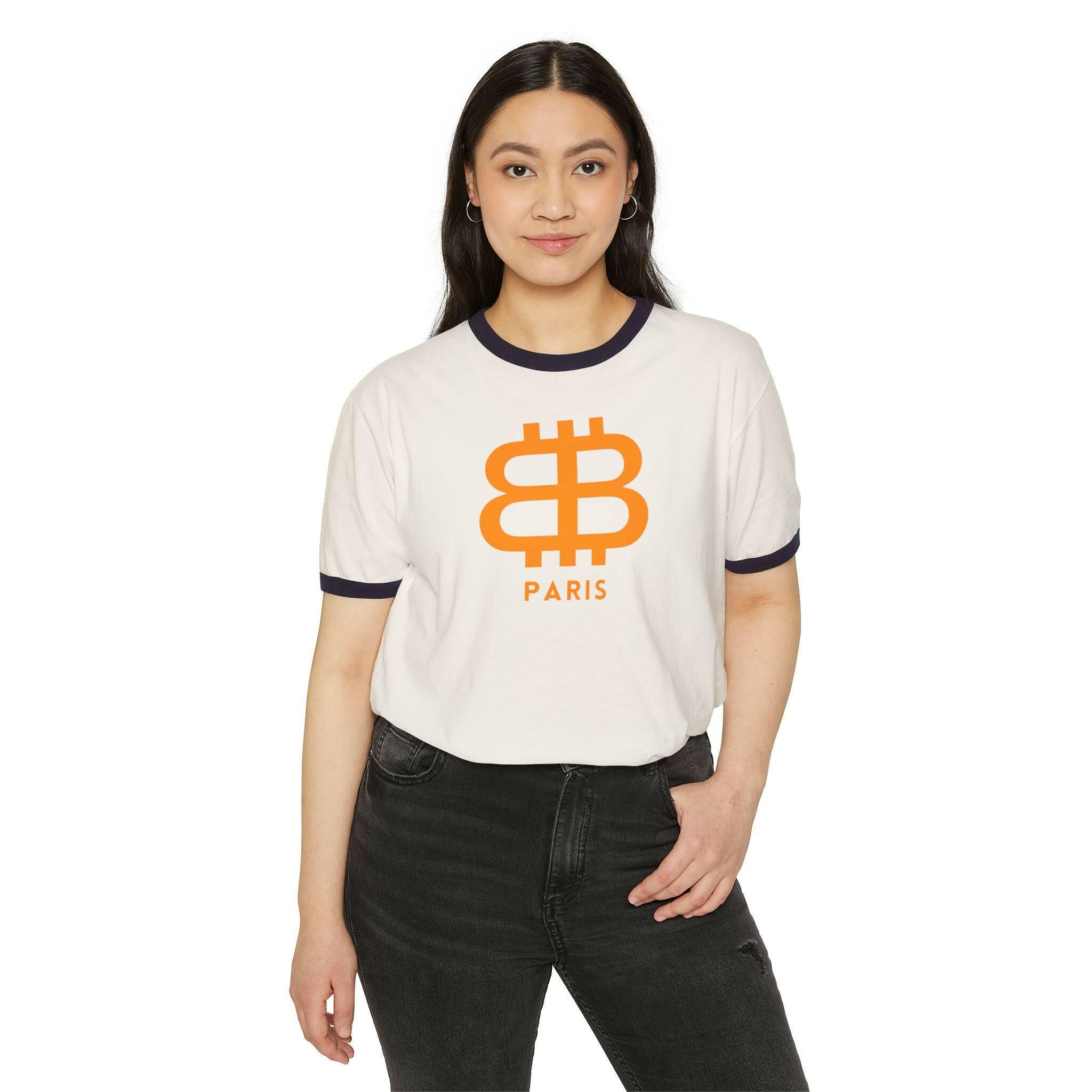BITCOIN PARIS / Ringer T-Shirt - SVRN_T - The Orange Habit