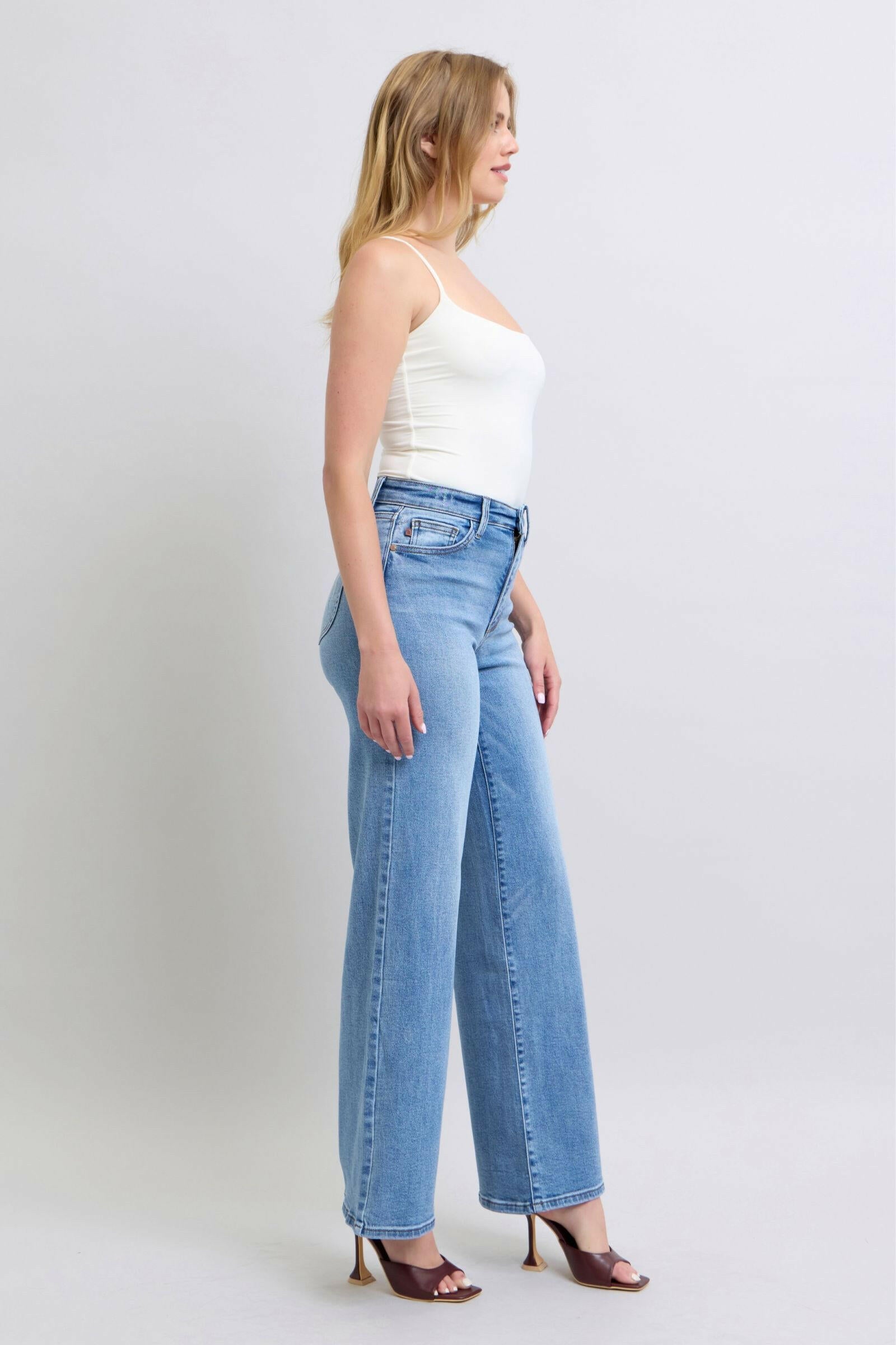 Boutique / Judy Blue Full Size Wide Leg Jeans with Pockets - Judy Blue - The Orange Habit