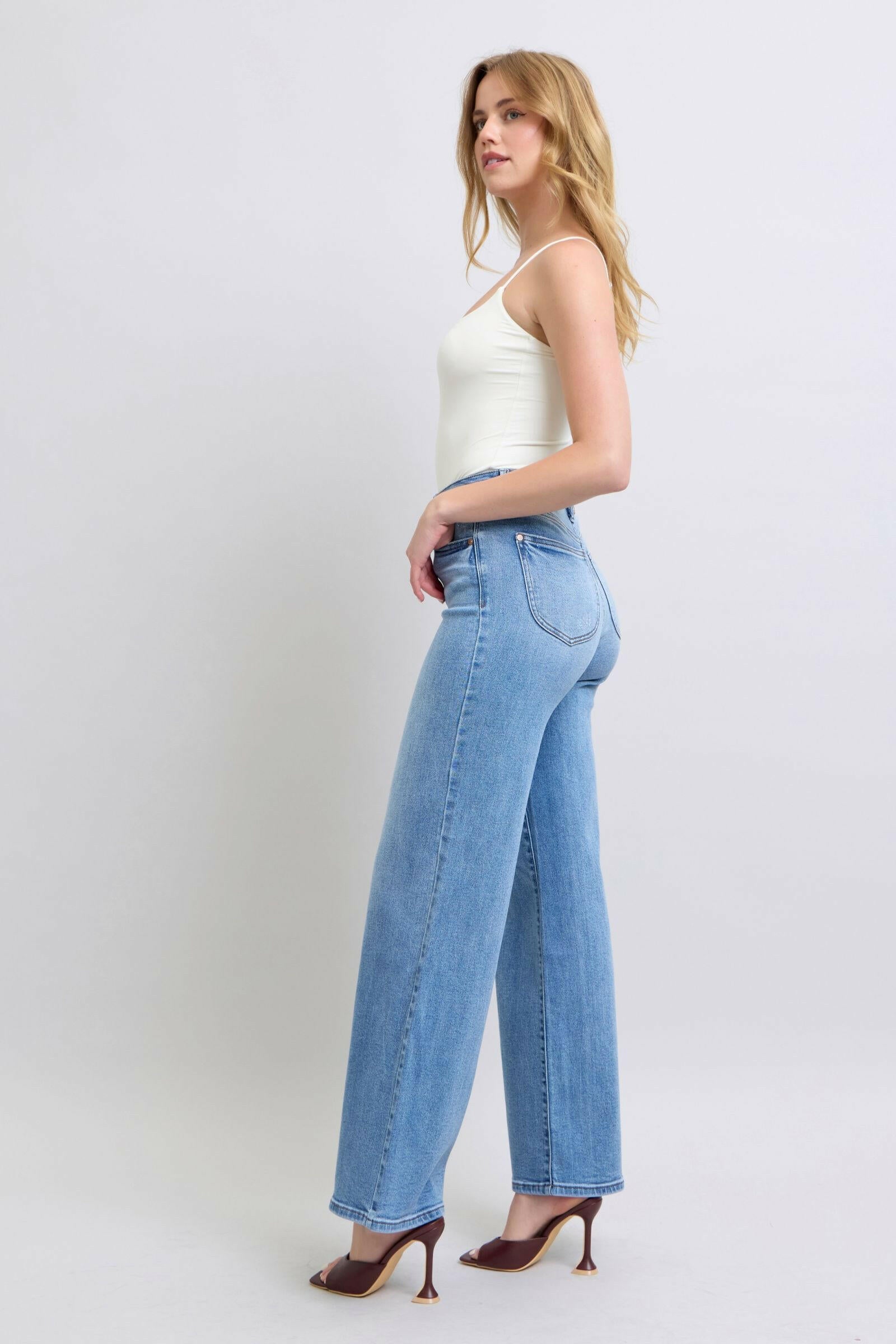 Boutique / Judy Blue Full Size Wide Leg Jeans with Pockets - Judy Blue - The Orange Habit