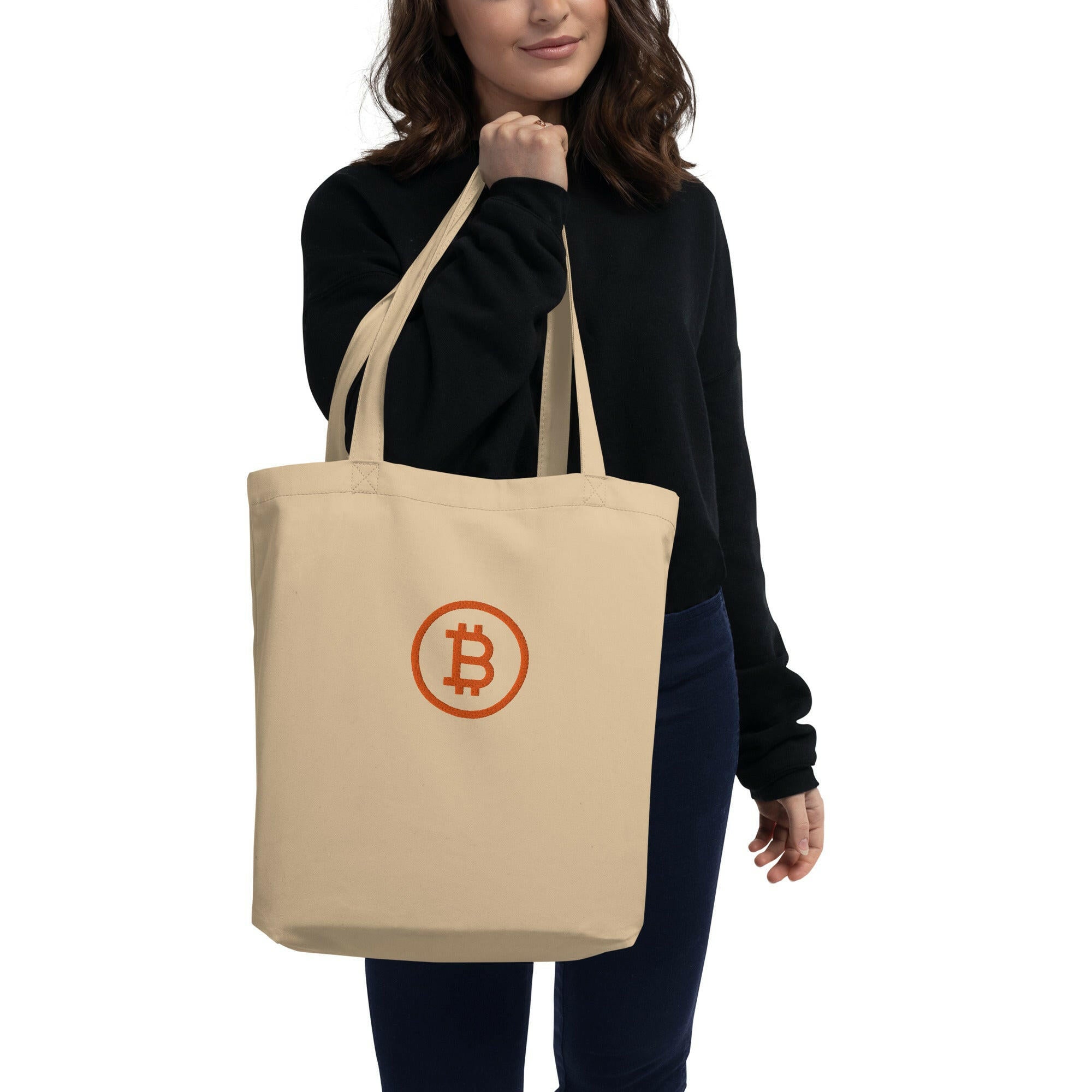 Branded / Organic Cotton Embroidered Tote Bag  The Orange Habit | Bitcoin Clothing & Apparel.