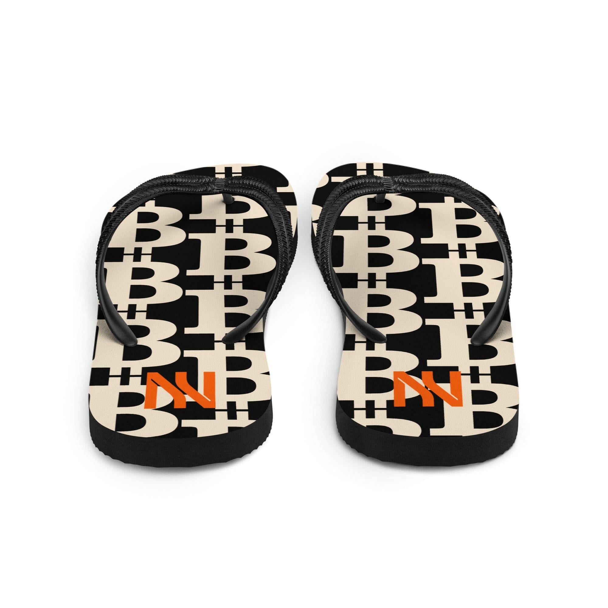 The B / Womens Bitcoin Flip-Flops - Nikki Nakamoto - The Orange Habit