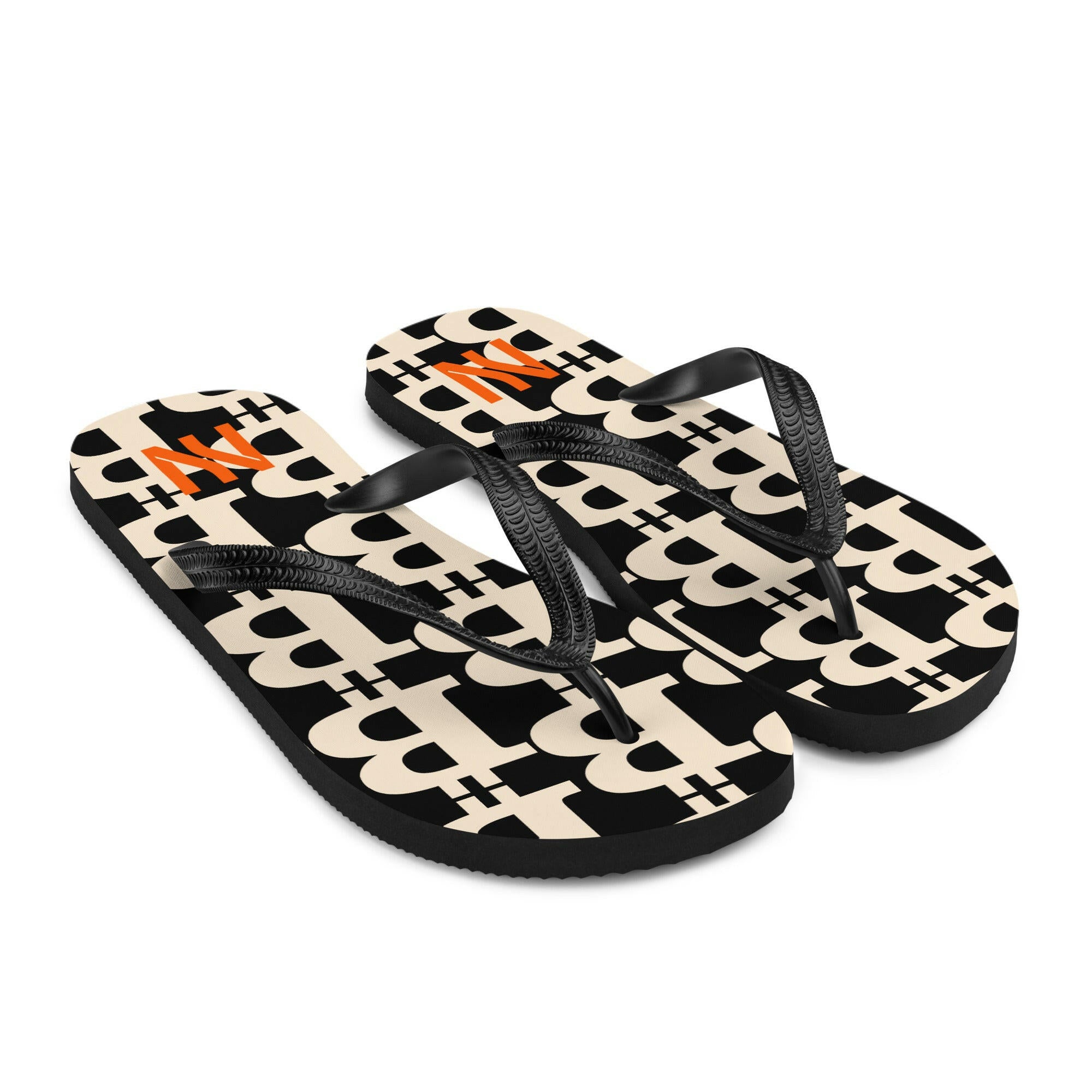 The B / Womens Bitcoin Flip-Flops - Nikki Nakamoto - The Orange Habit