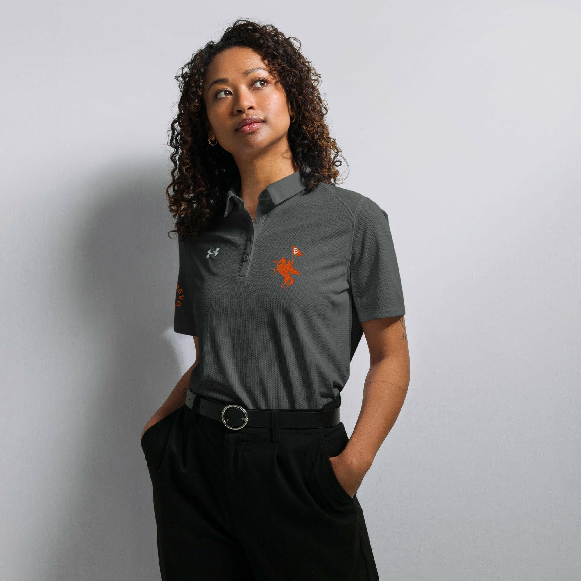 Soft Revolution / Under Armour® Women’s Bitcoin Polo - Nikki Nakamoto - The Orange Habit