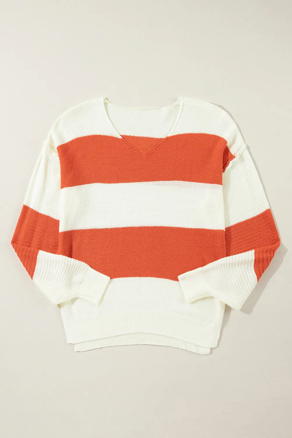 Boutique / Dropped Shoulder V-Neck Sweater - Orange Habit Boutique - The Orange Habit
