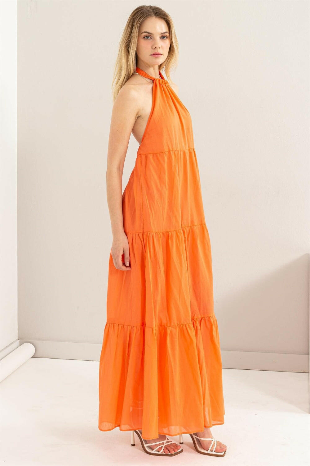 Boutique / Orange Halter Neck Cover Up Maxi Dress - Orange Habit Boutique - The Orange Habit