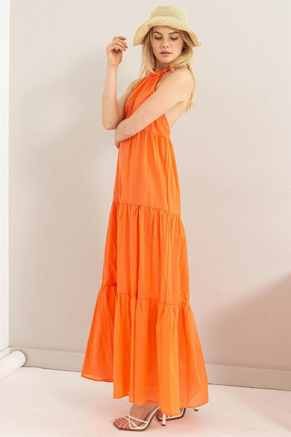 Boutique / Orange Halter Neck Cover Up Maxi Dress - Orange Habit Boutique - The Orange Habit