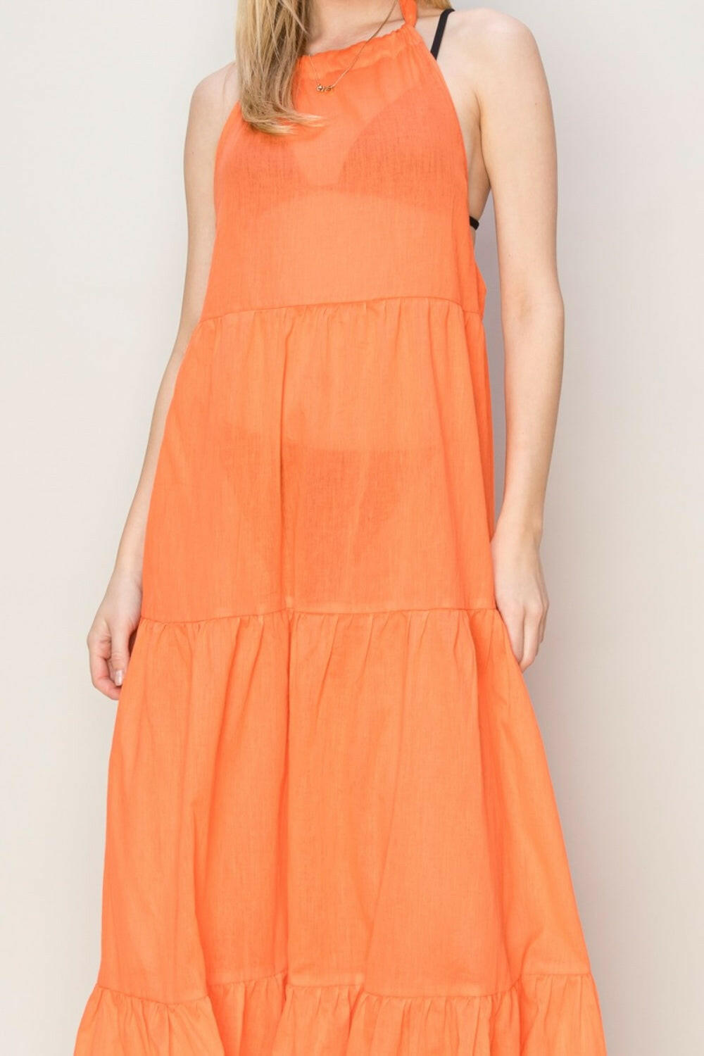 Boutique / Orange Halter Neck Cover Up Maxi Dress - Orange Habit Boutique - The Orange Habit
