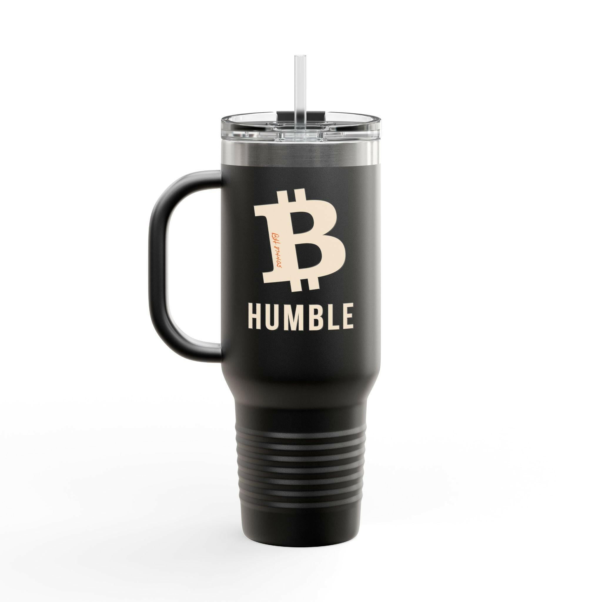 B Humble / Bitcoin Insulated Travel Mug  The Orange Habit | Bitcoin Clothing & Apparel.