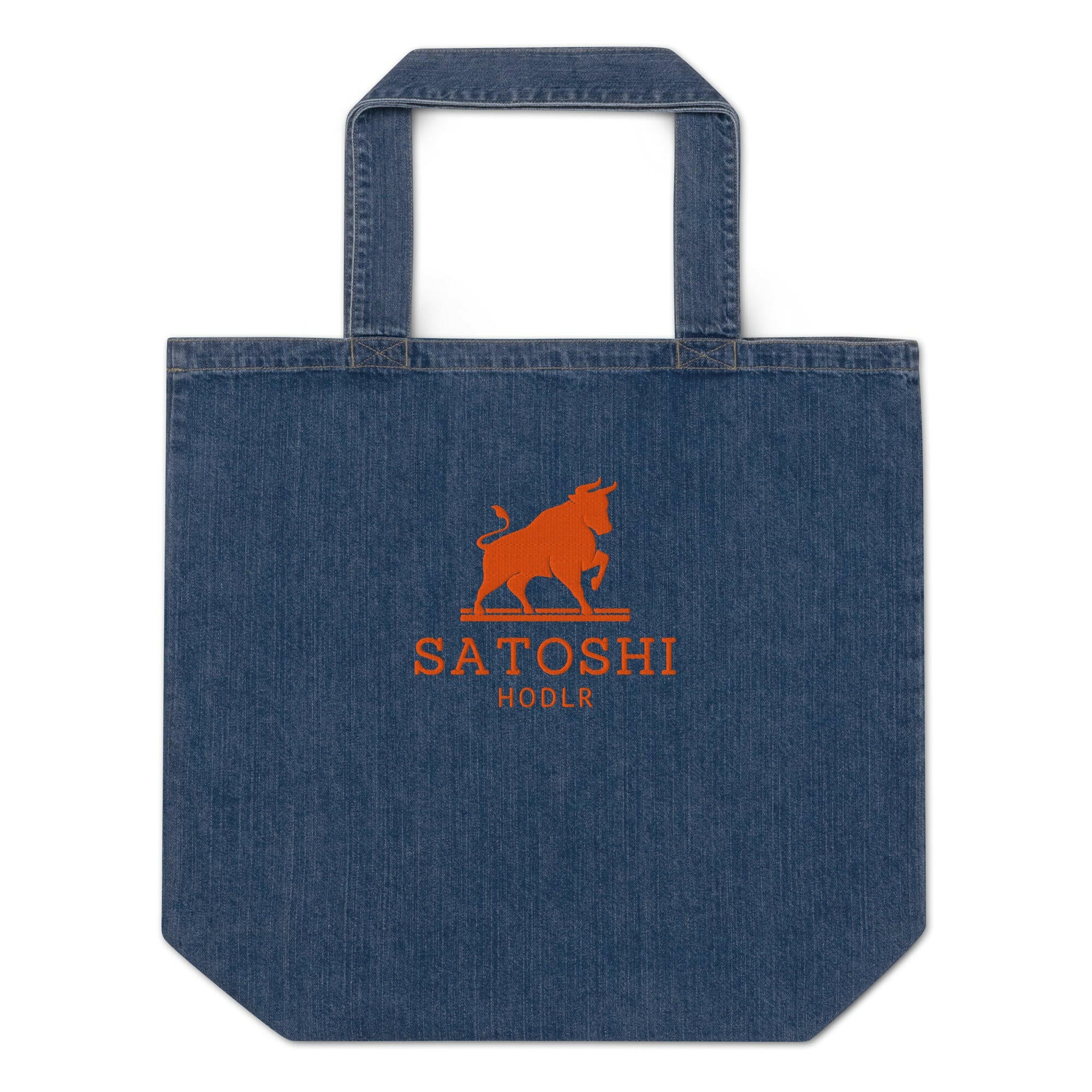 SATOSHI HODLR / Embroidered Organic Bitcoin Tote - Nikki Nakamoto Bags - The Orange Habit
