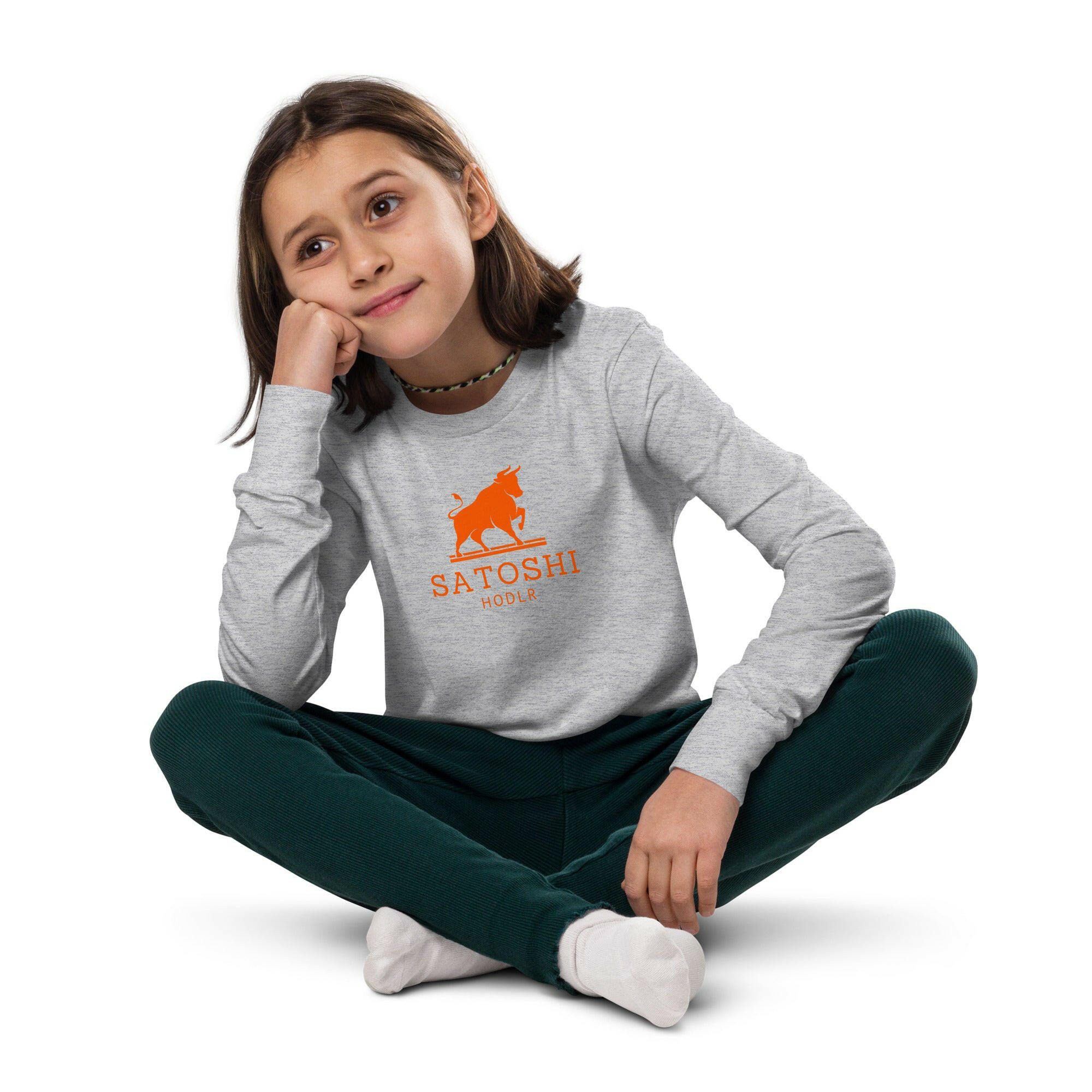 Satoshi HODLR / Kid’s Long Sleeve Bitcoin Tee - Lil'B - The Orange Habit