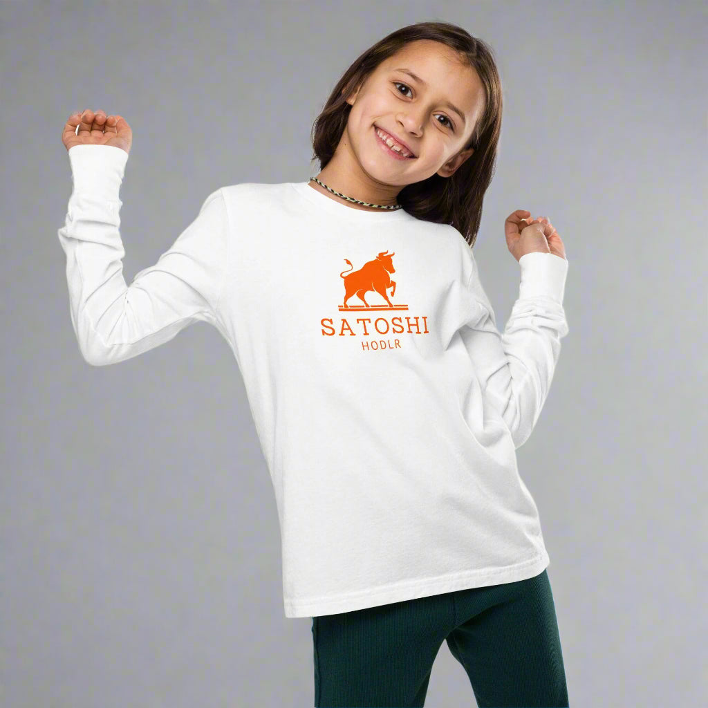 Satoshi HODLR Kids Long Sleeve Bitcoin Tee - Lil'B - The Orange Habit