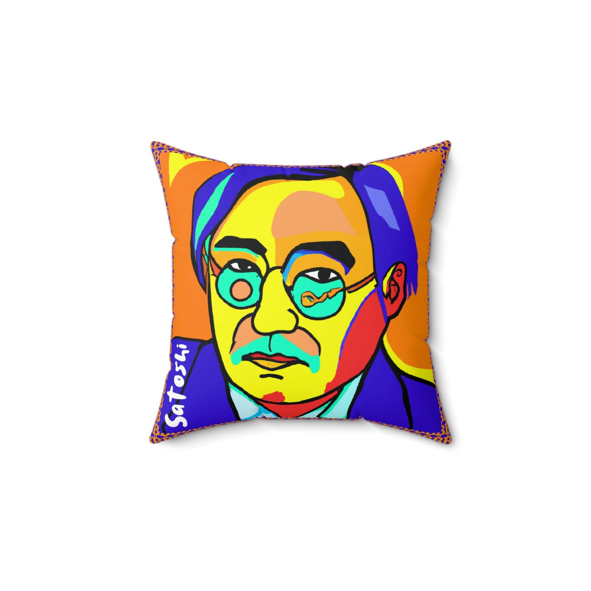 SATOSHI MATISSE / Bitcoin Throw Pillow - Orange Habit Home - The Orange Habit