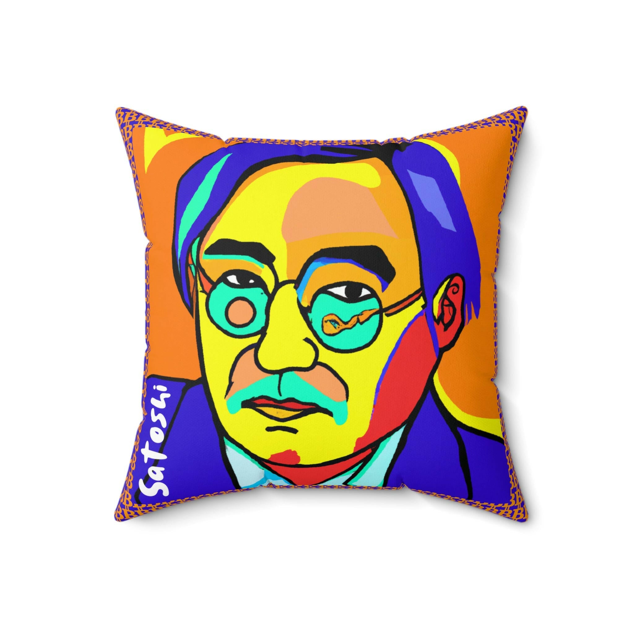 SATOSHI MATISSE / Bitcoin Throw Pillow - Orange Habit Home - The Orange Habit