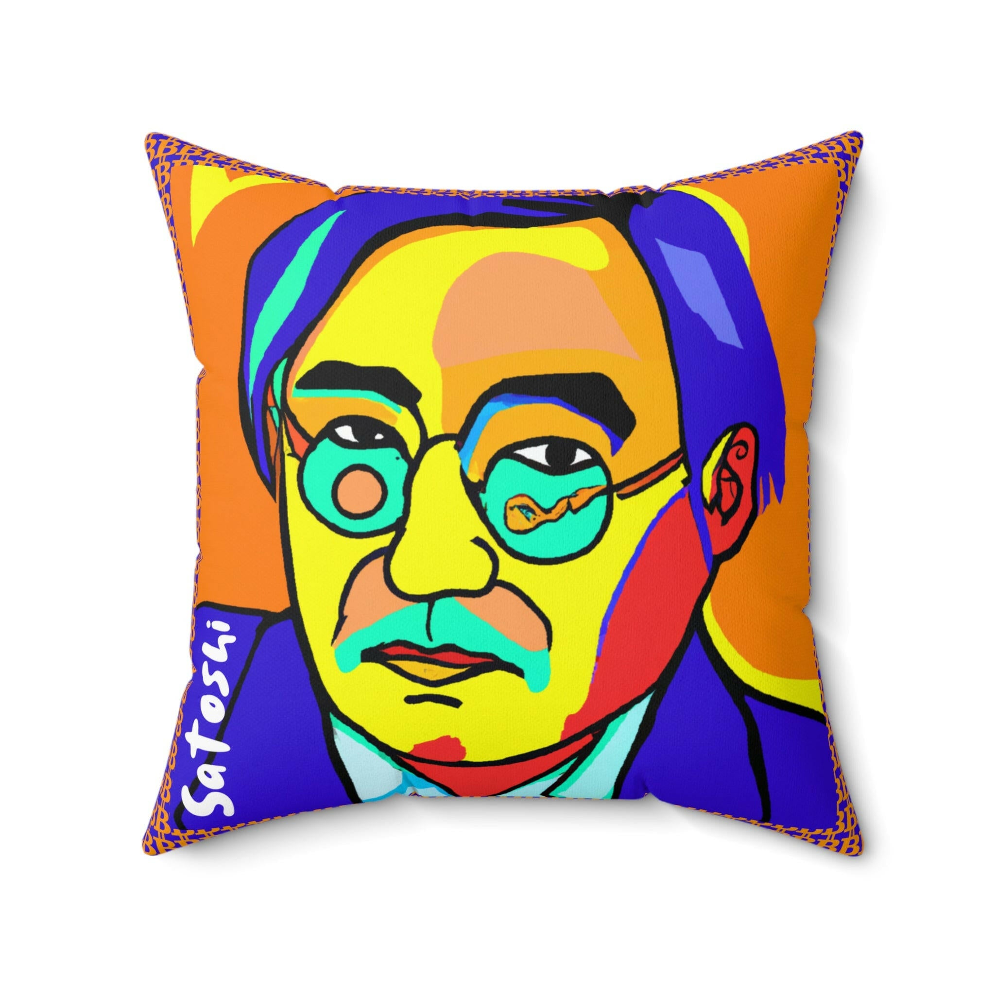 SATOSHI MATISSE / Bitcoin Throw Pillow - Orange Habit Home - The Orange Habit