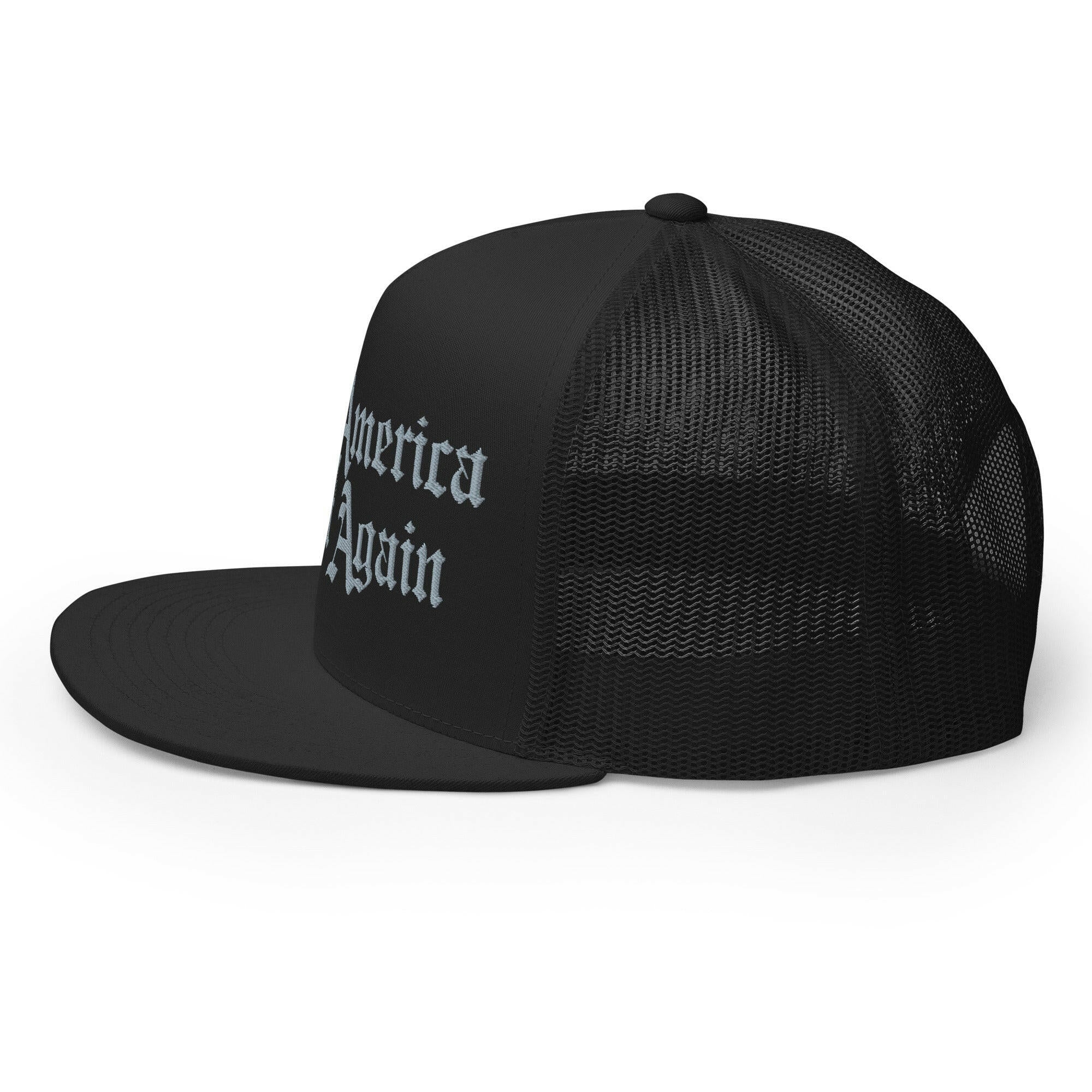 DARK MAGA / Black and Silver Trucker Cap - SVRN_T Hats - The Orange Habit