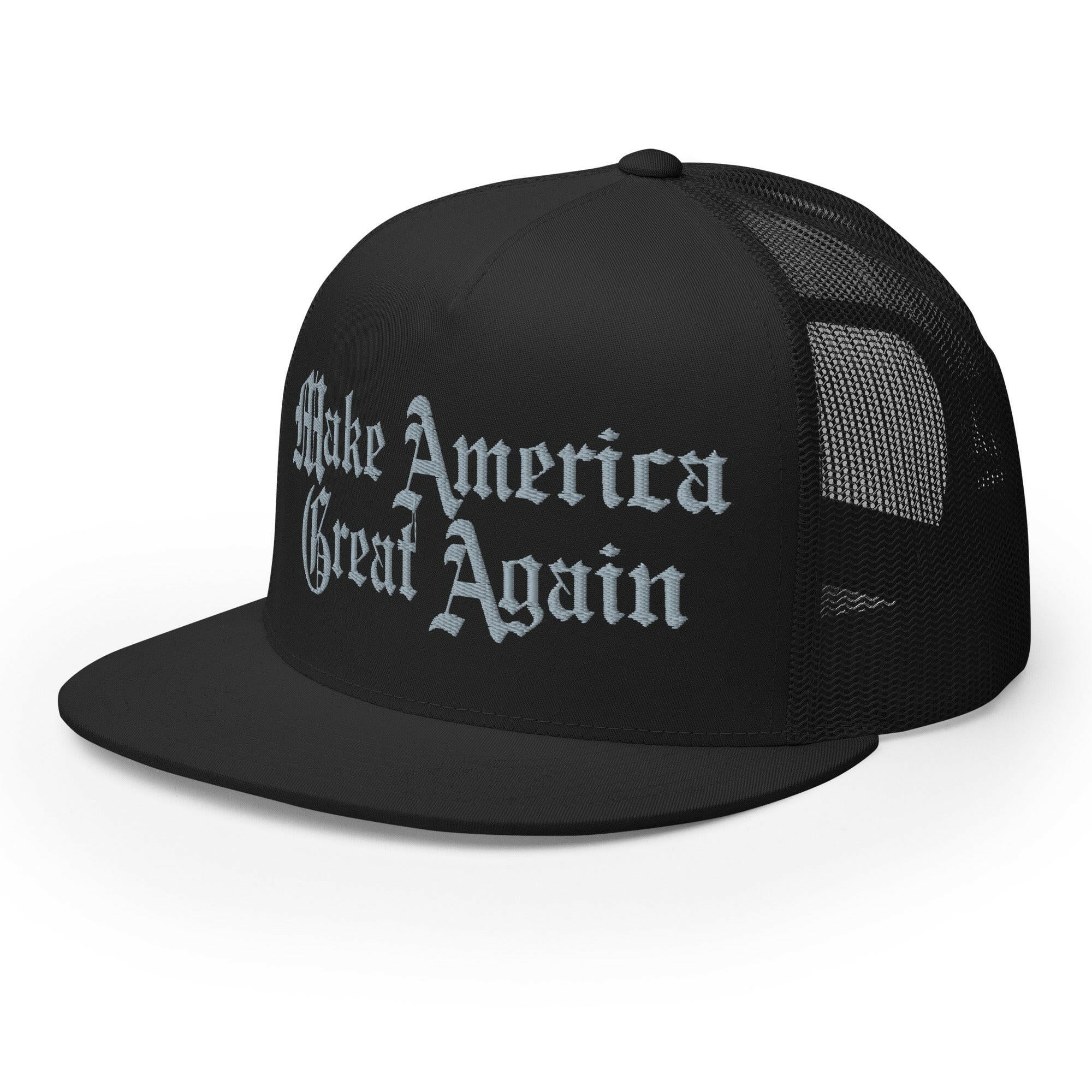DARK MAGA / Black and Silver Trucker Cap - SVRN_T Hats - The Orange Habit