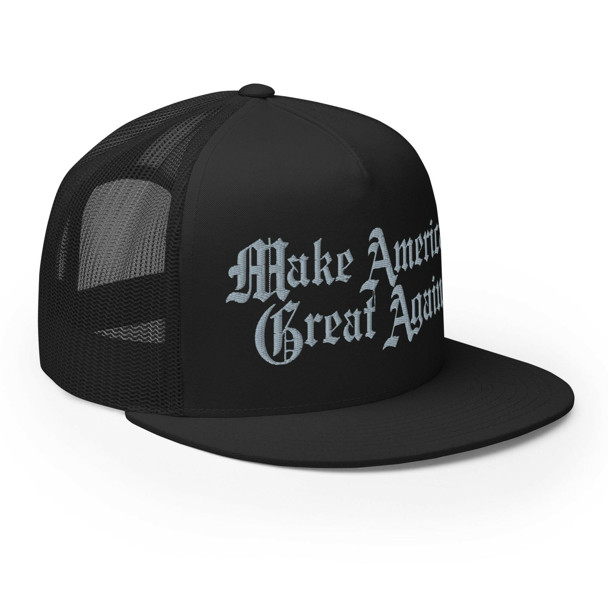 DARK MAGA / Black and Silver Trucker Cap - SVRN_T Hats - The Orange Habit
