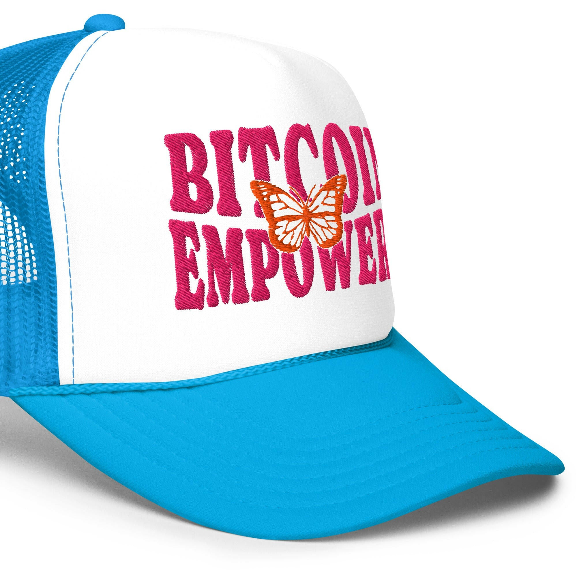 Bitcoin Empowers / Foam Trucker Hat - SVRN_T Hats - The Orange Habit