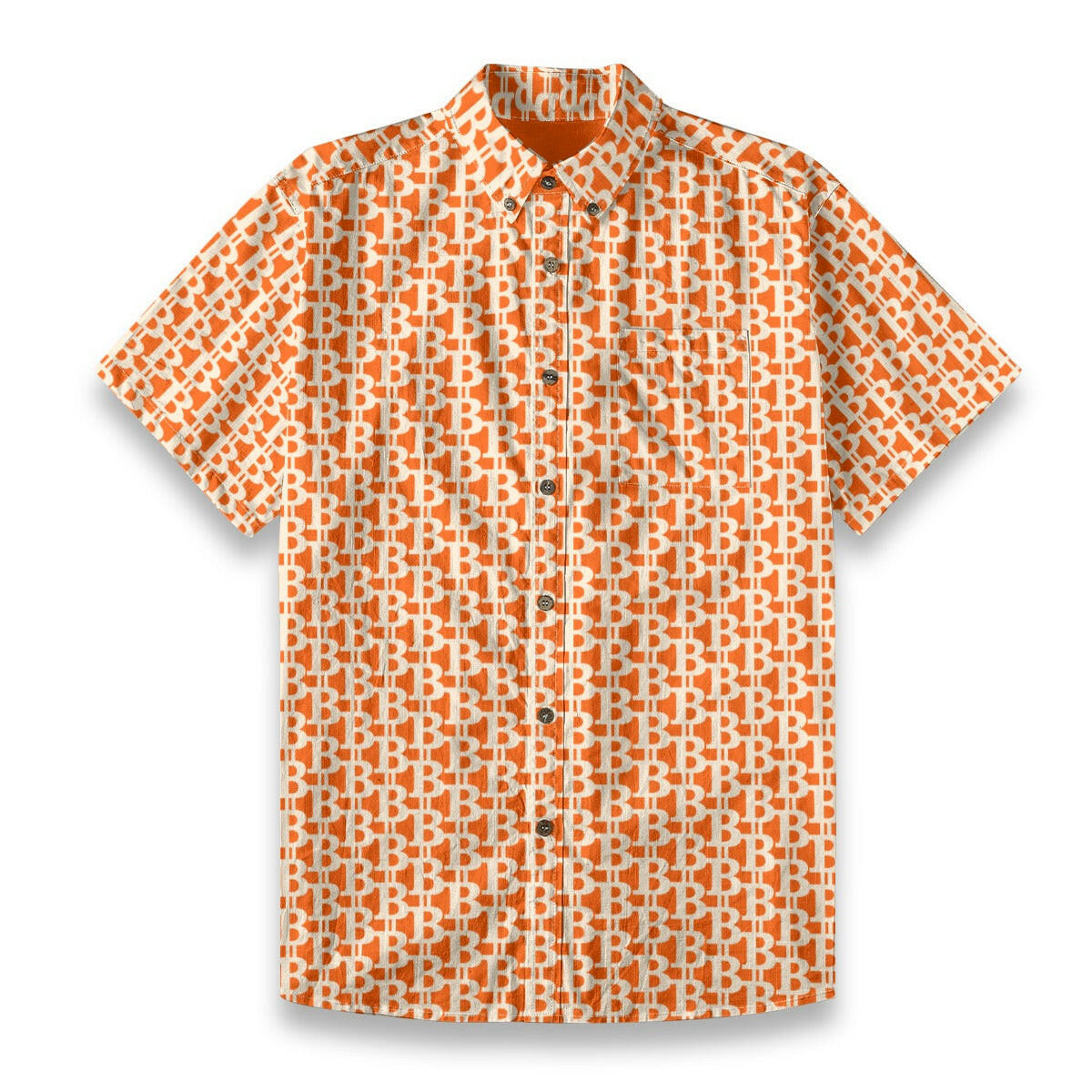 The B / Mens Cotton Slub Shirt - Orange  The Orange Habit | Bitcoin Clothing & Apparel.