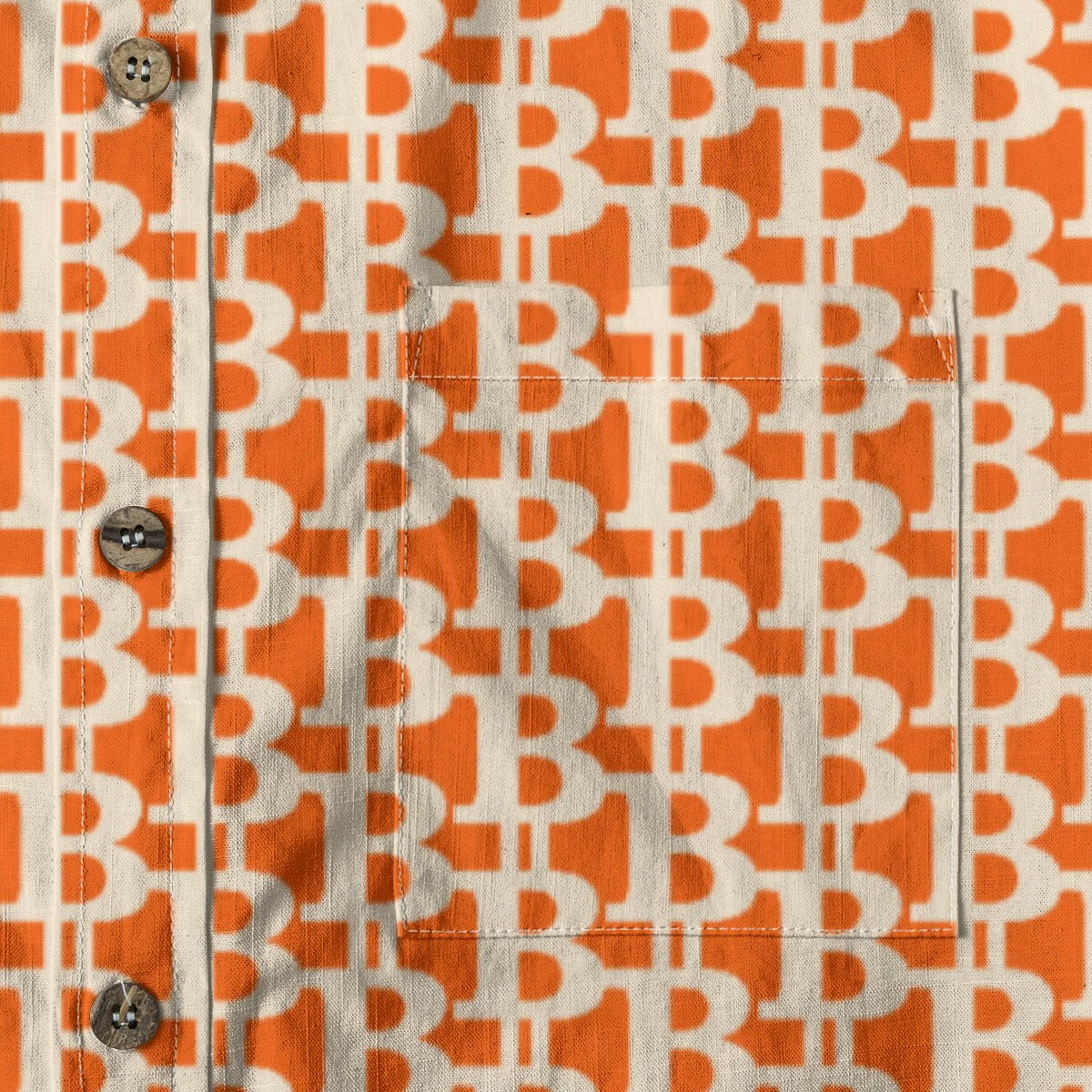 The B / Mens Cotton Slub Bitcoin Shirt - Orange - SVRN_T - The Orange Habit
