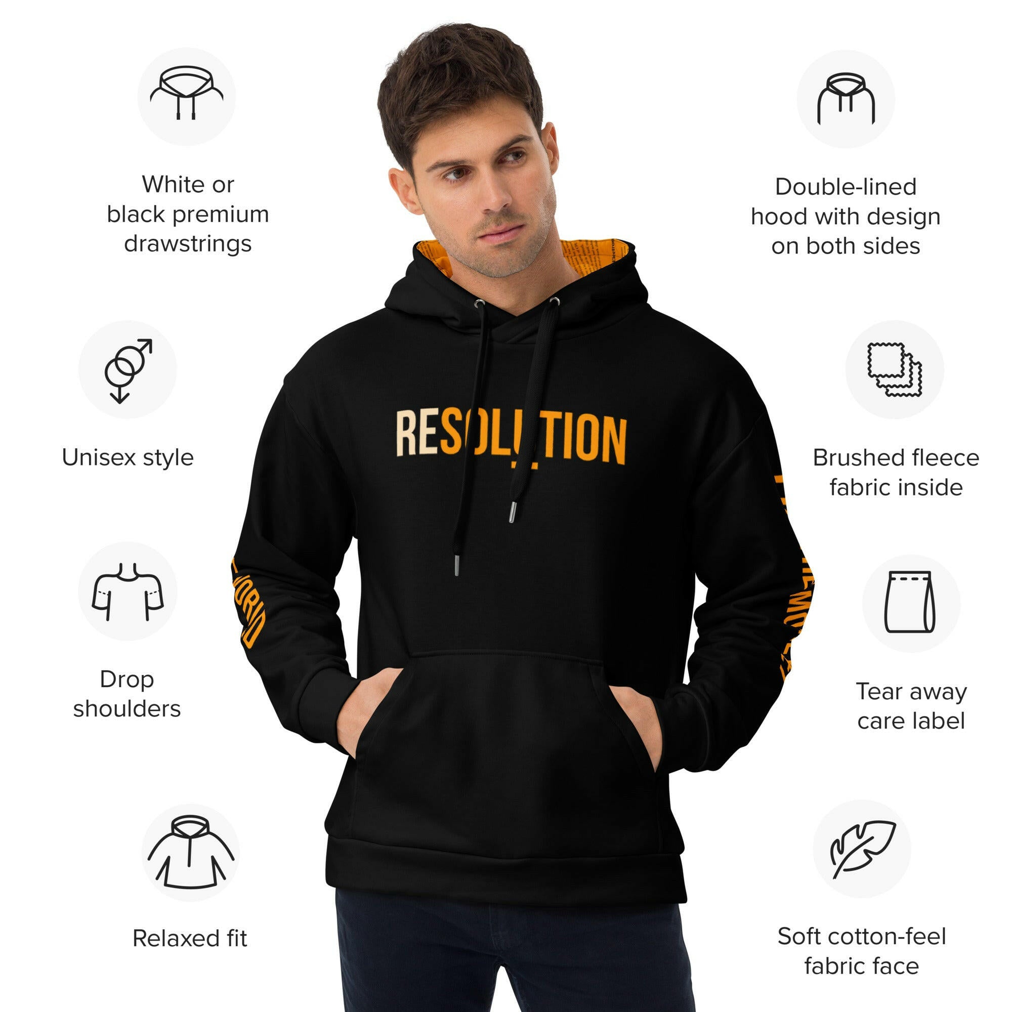 RESOLUTION / Premium Bitcoin Hoodie - SVRN_T - The Orange Habit