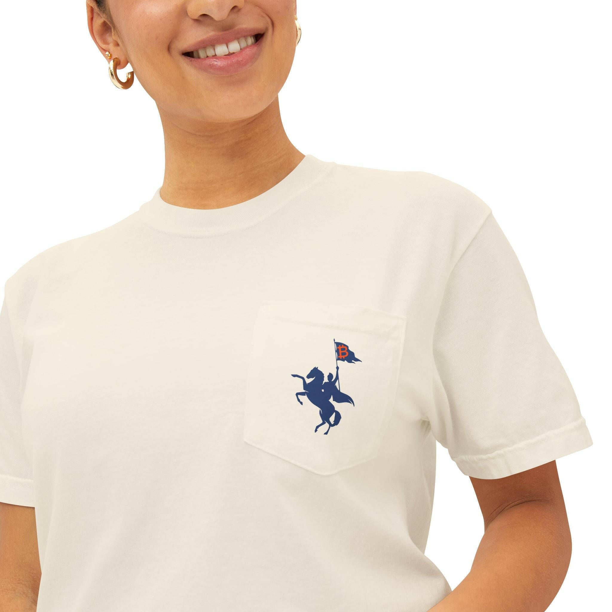 Soft Revolution / Bitcoin Pocket T-Shirt - SVRN_T - The Orange Habit