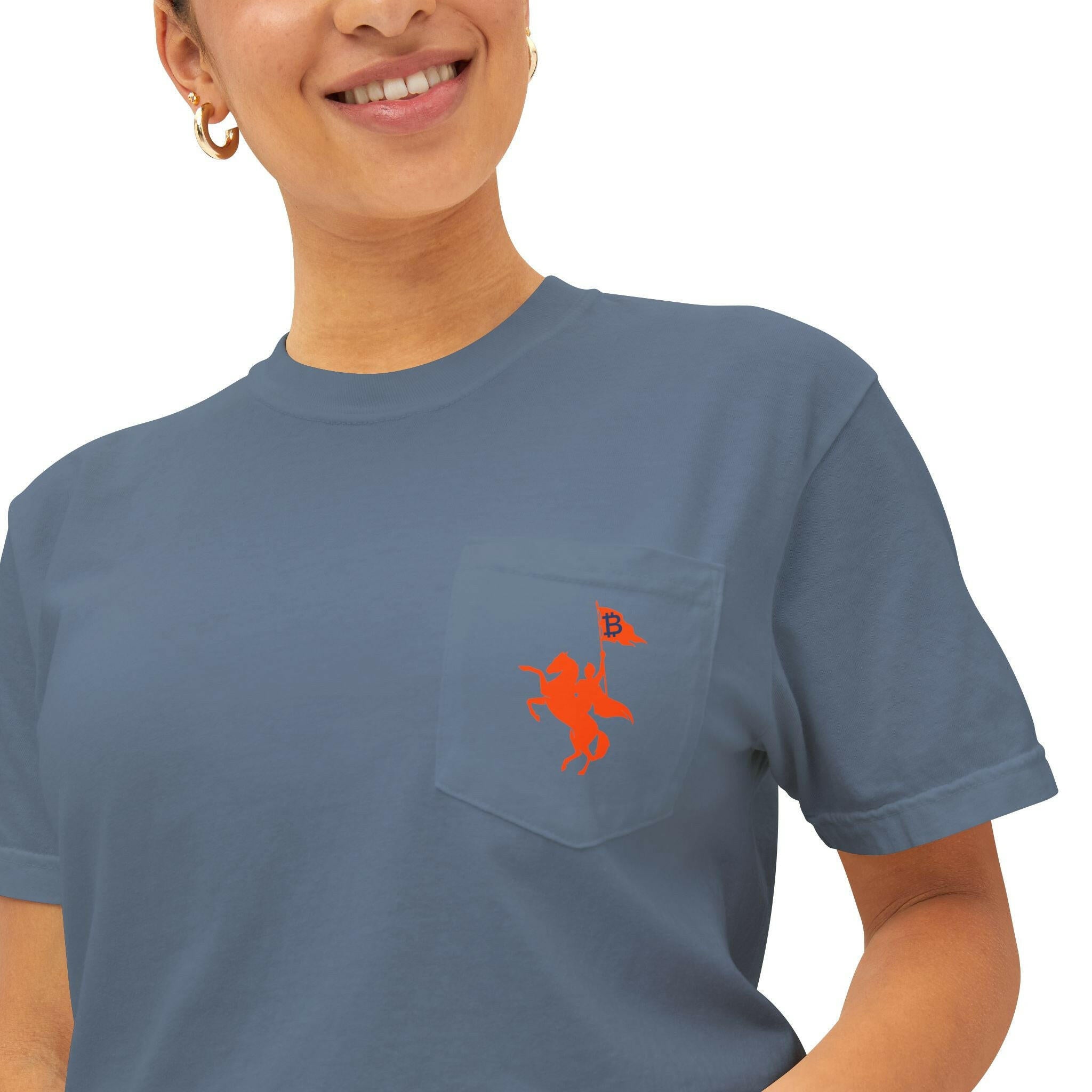 Soft Revolution / Bitcoin Pocket T-Shirt - SVRN_T - The Orange Habit